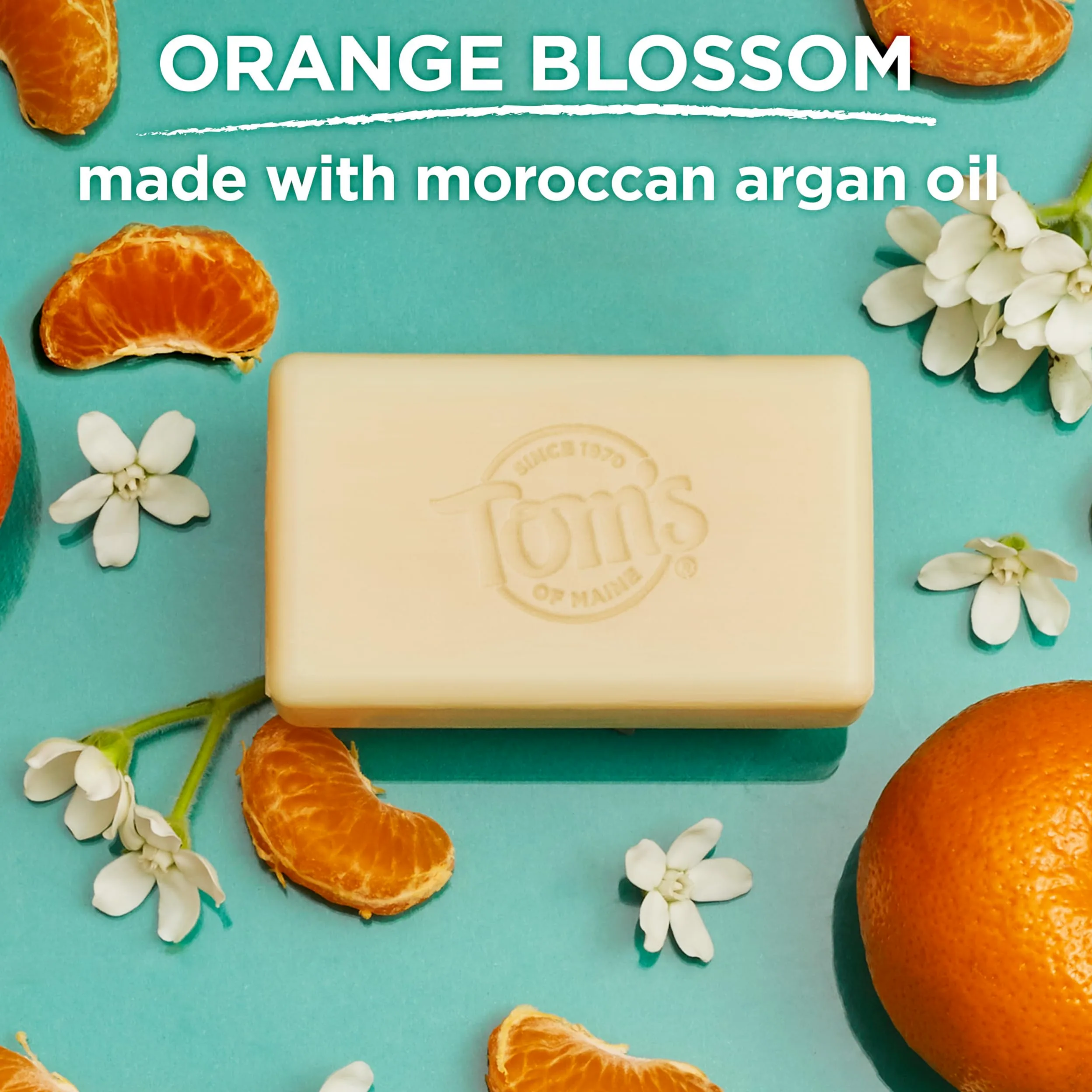 Tom's of Maine - Jabón de belleza natural con aceite de argán marroquí, barra de belleza naranja, 5 oz, 6 unidades