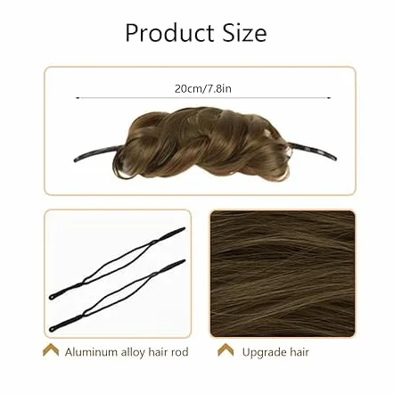 Moños Postizos para Mujer Donut Extensiones Chignon Profesional Marrón claro