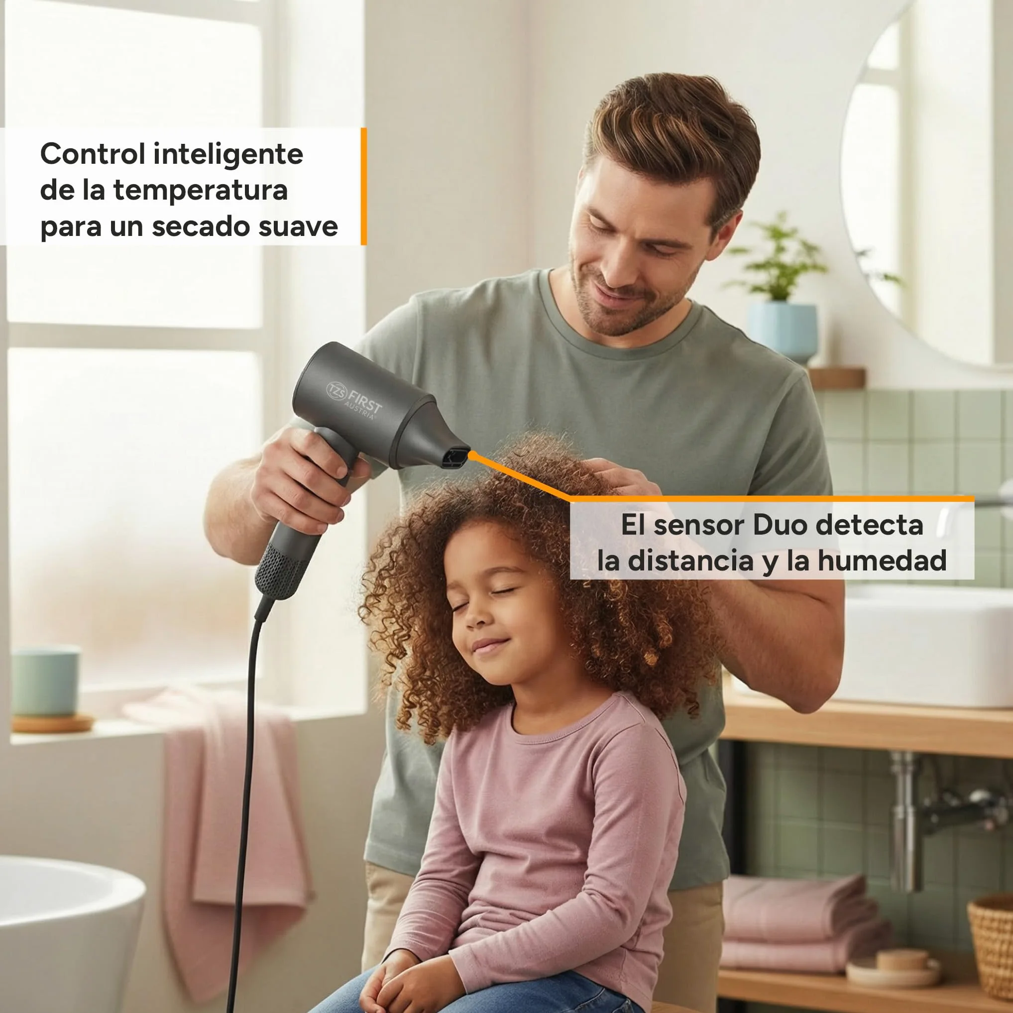 TZS First Austria - Secador de Pelo Iónico Duo Sensor - 1100W - 110.000 RPM - Tecnología de Plasma - Motor Brushless - 5 Modos - Boquilla Magnética - Ligero y Compacto