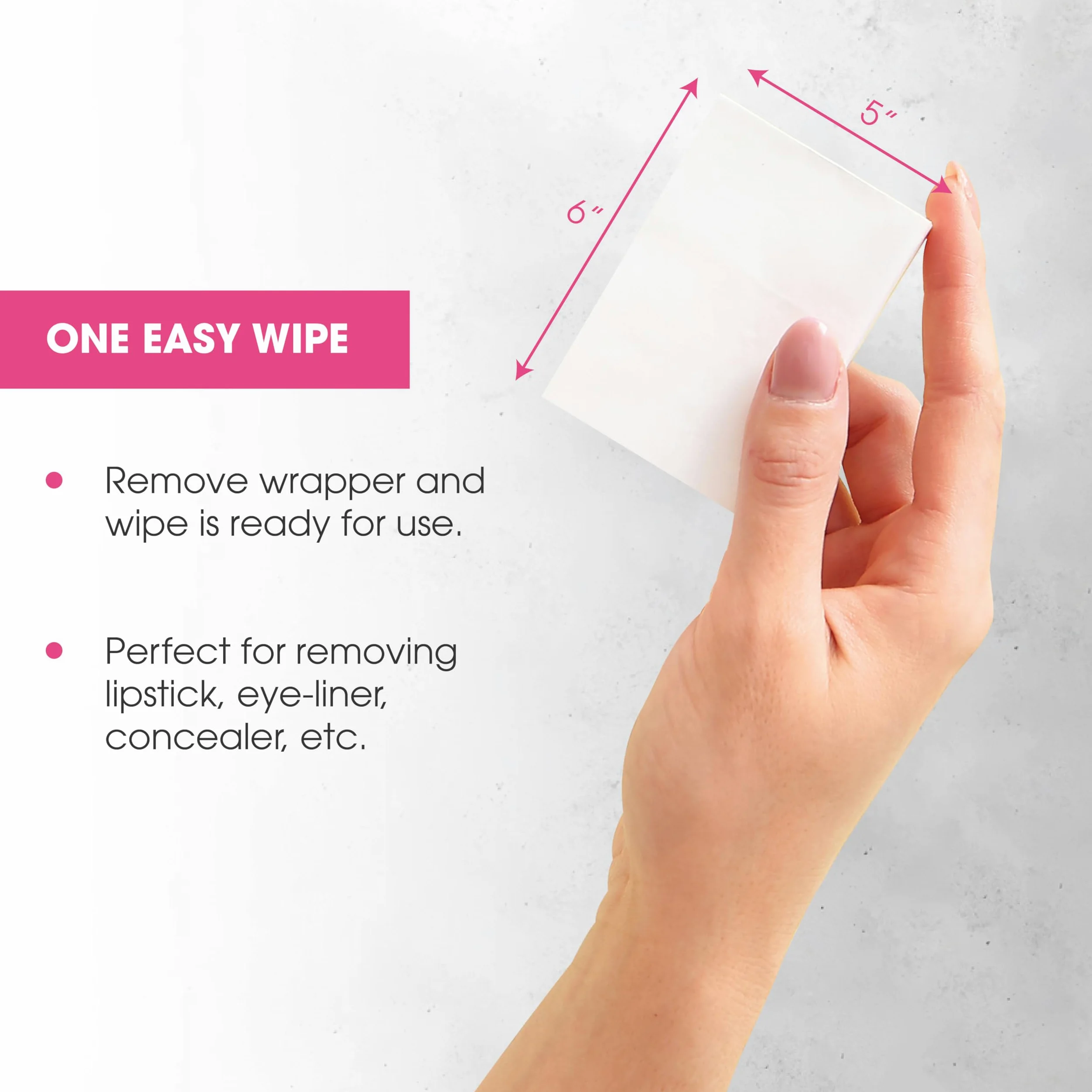 Gentle Makeup Remover Cleansing Face Wipes - Facial Towelettes with Vitamin E for Waterproof Makeup - Individually Sealed Wrappers Pack of 50