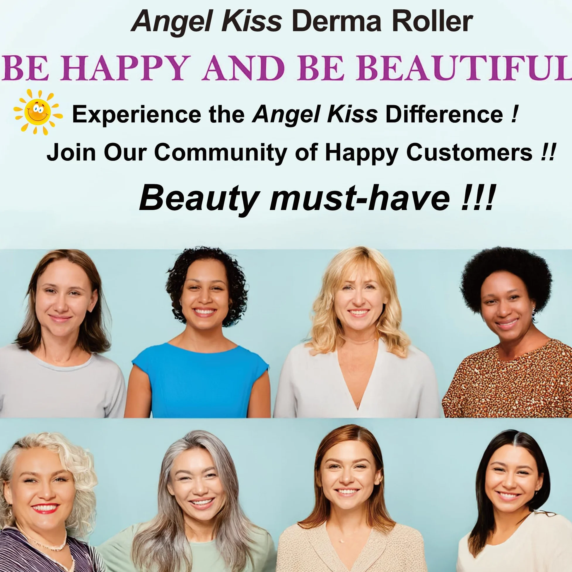 Angel Kiss Derma Roller 0,5mm 192 Agujas Acero Inoxidable Microneedling Rostro Cuerpo Cuero Cabelludo