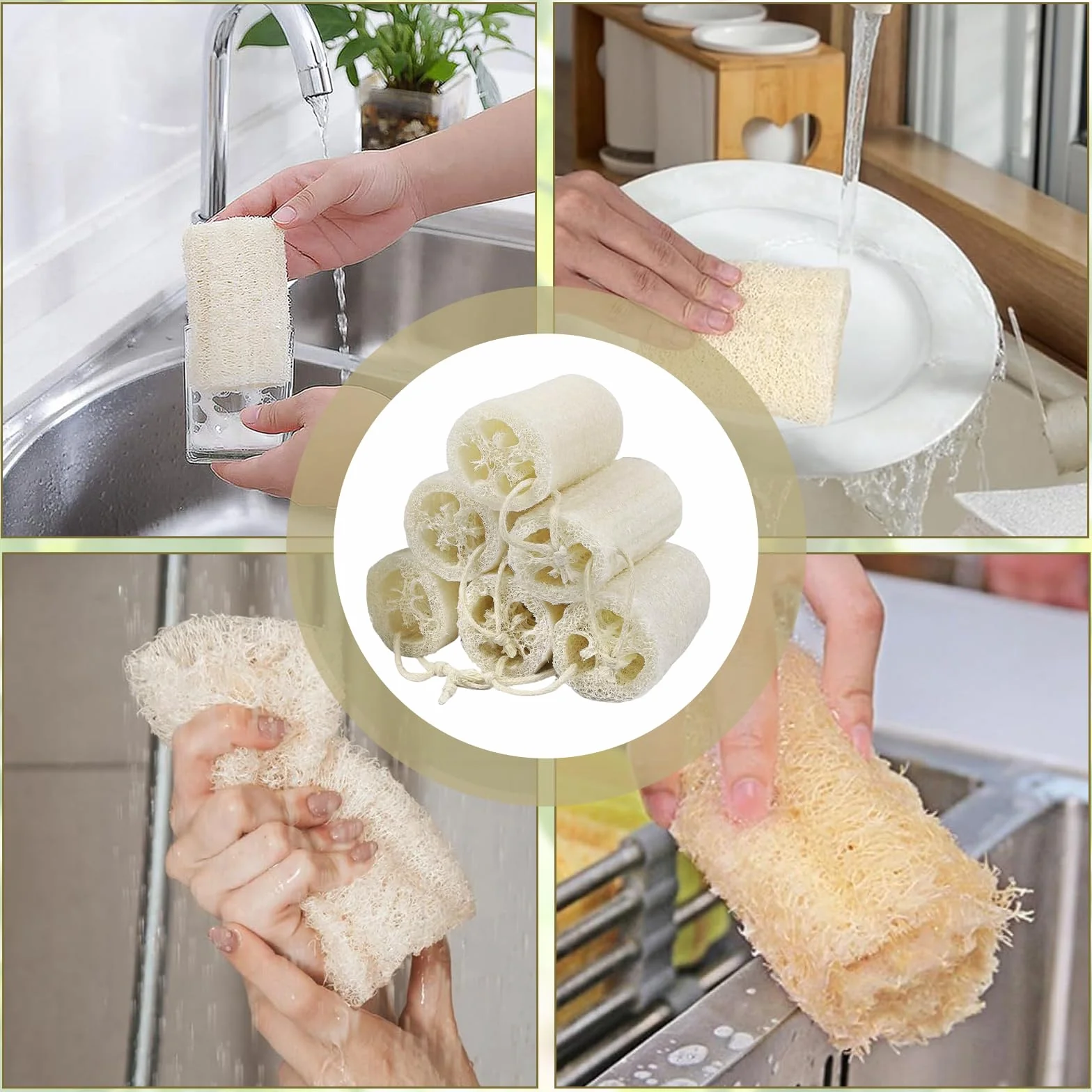 Lufa Natural Esponja Exfoliante de Ducha 6 Piezas Reutilizable