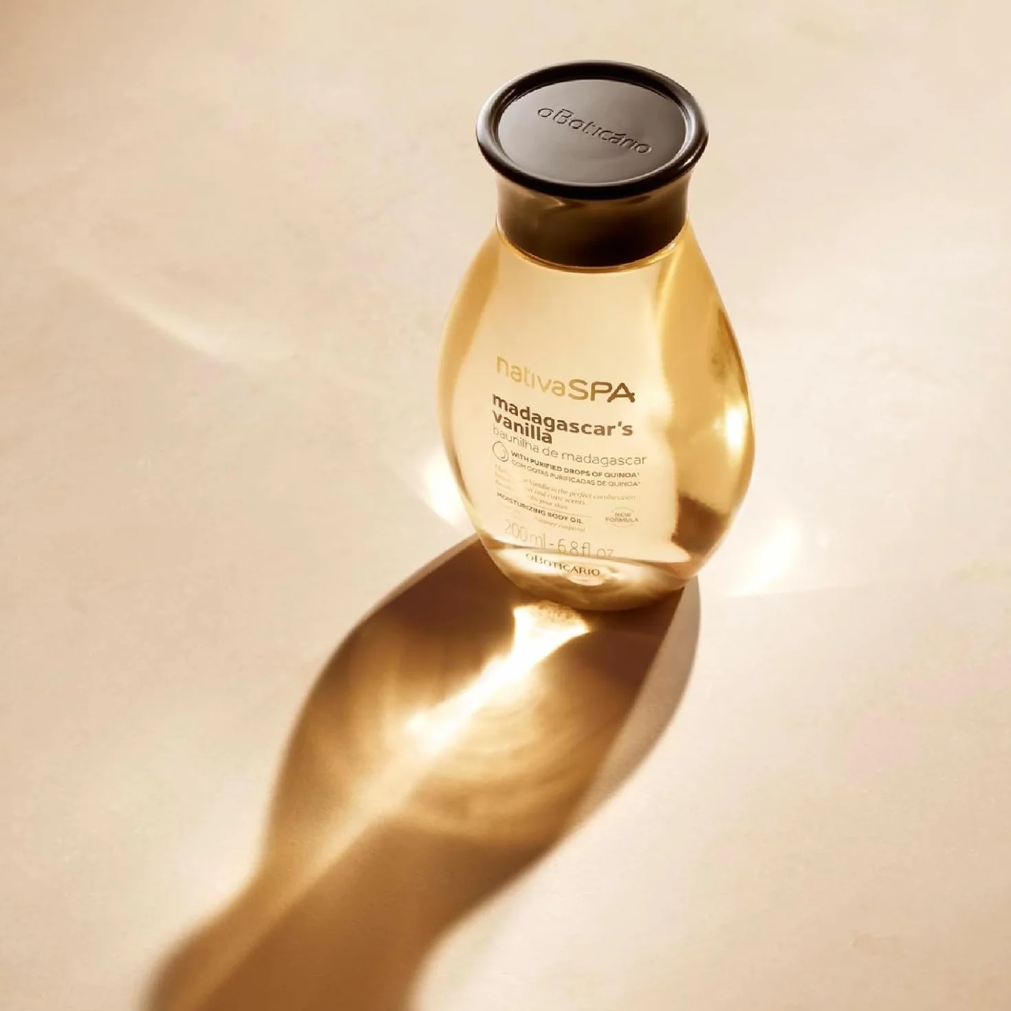 O Boticário | Nativa SPA | Vainilla | Aceite Corporal Perfumado | 3x 200 ml | Vegano | Con Gotas de Quinoa | Hidratación Profunda | Piel Suave y Sedosa | Absorción Rápida | Vainilla de Madagascar
