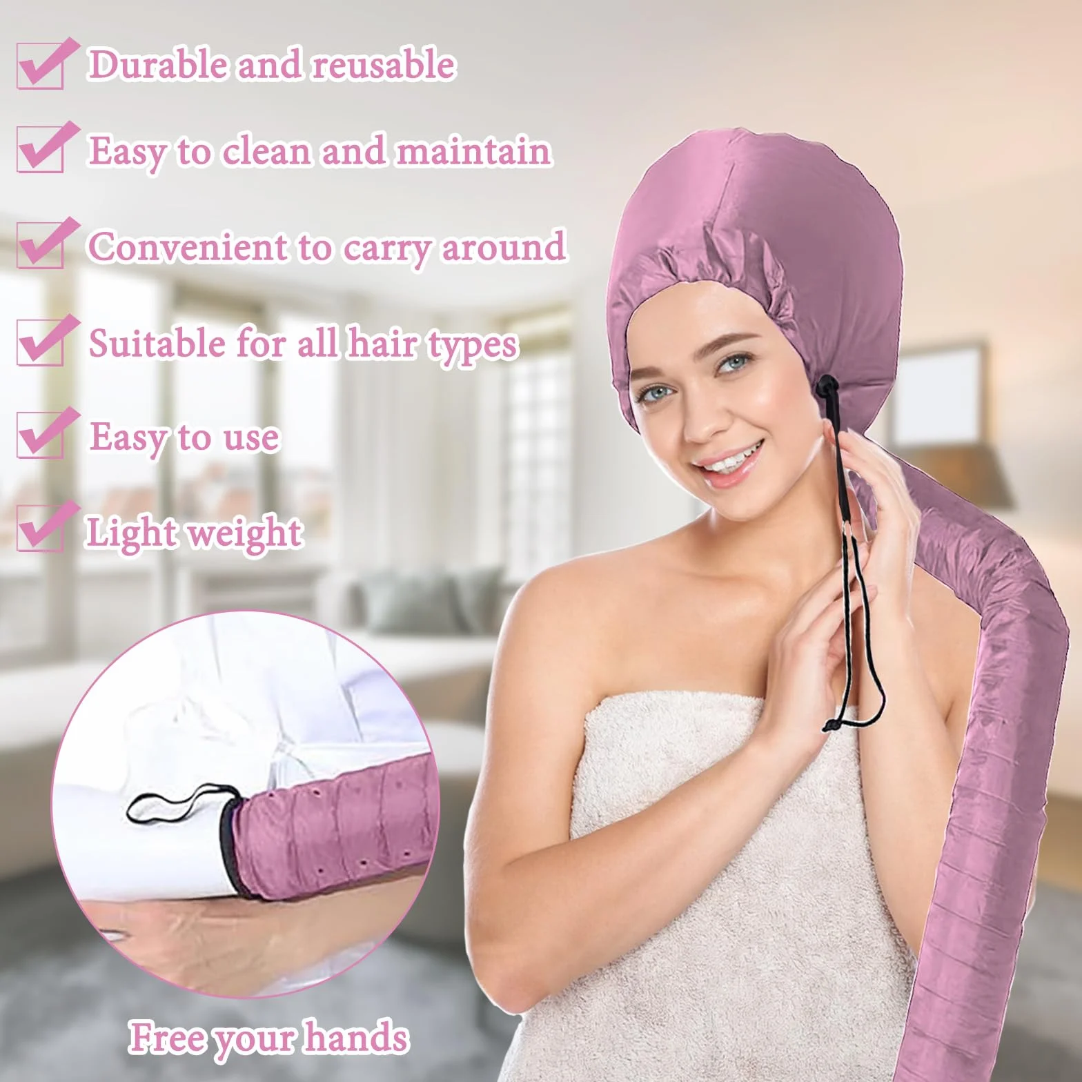 Gorro para secador de pelo capucha difusor para cabello rizado