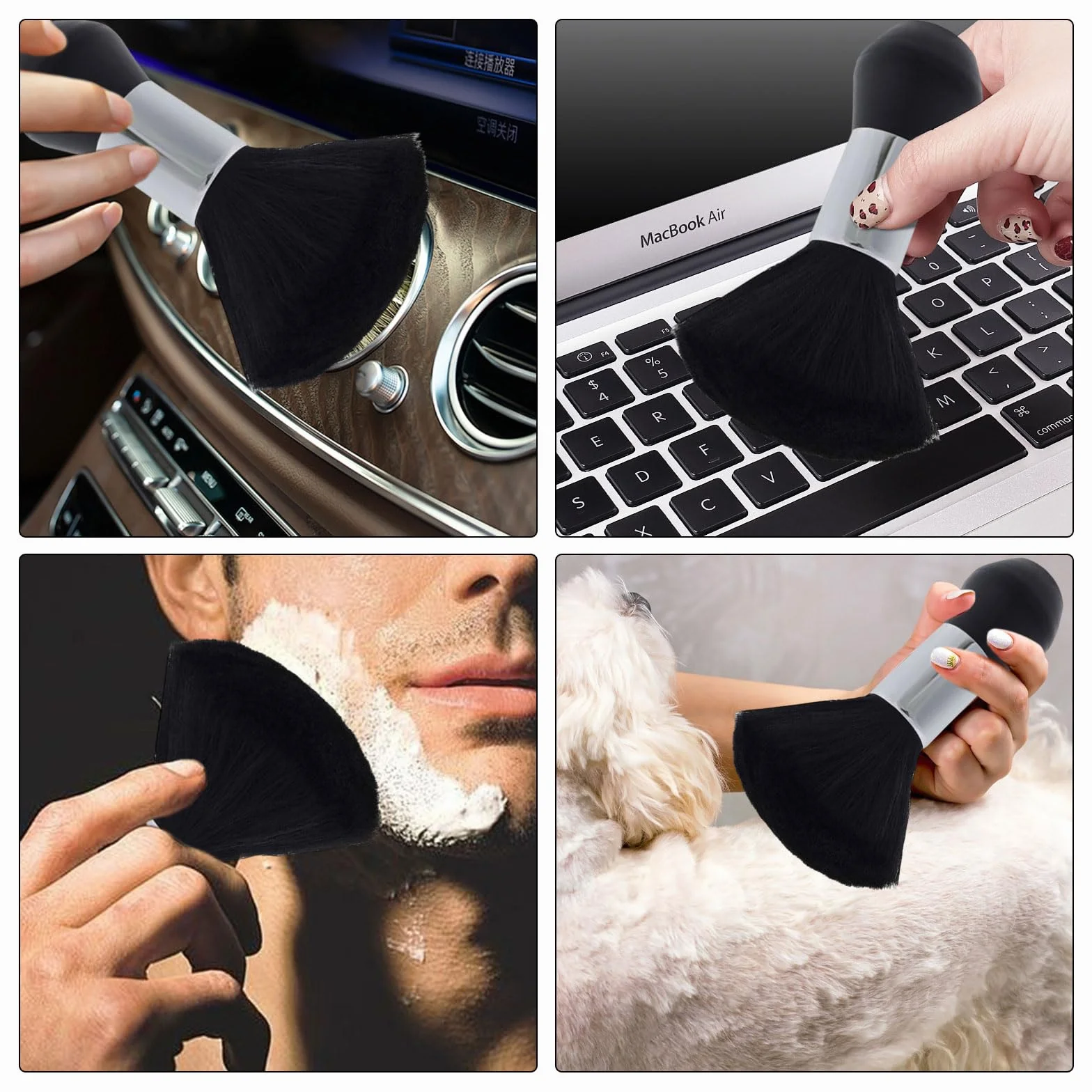 Cepillo de Cuello para Peluquería, Brocha Profesional para Barbero, Accesorio de Salón (Negro)