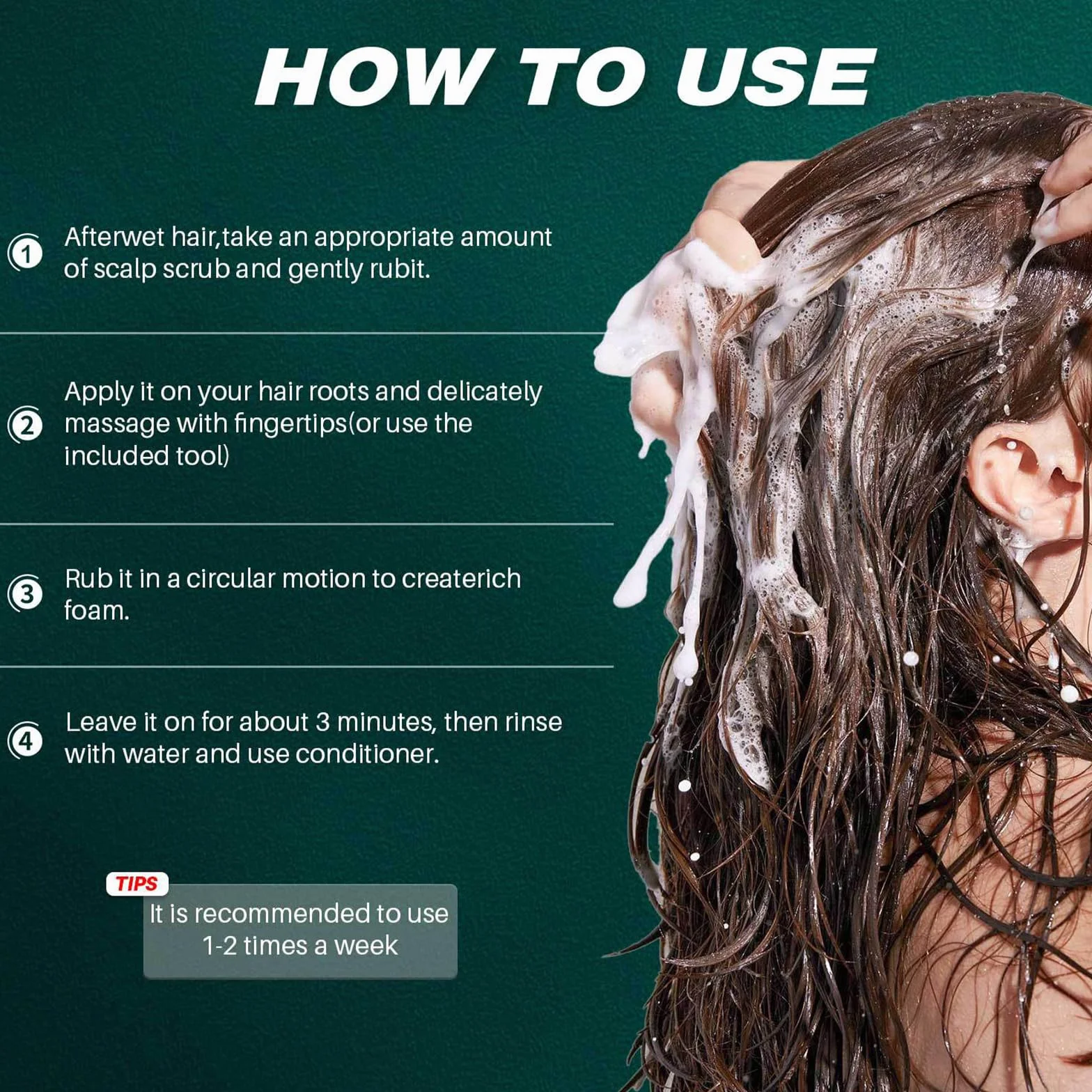 Exfoliante capilar de romero y menta para crecimiento del cabello, caspa y cuero cabelludo seco