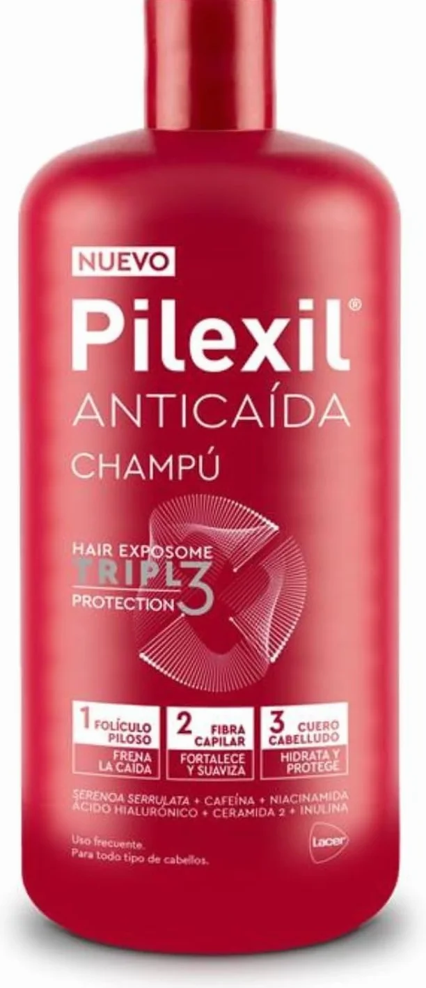 PILEXIL Champú Anticaída Triple Protection 900 ml Fortalece Suaviza Hidrata Cuero Cabelludo
