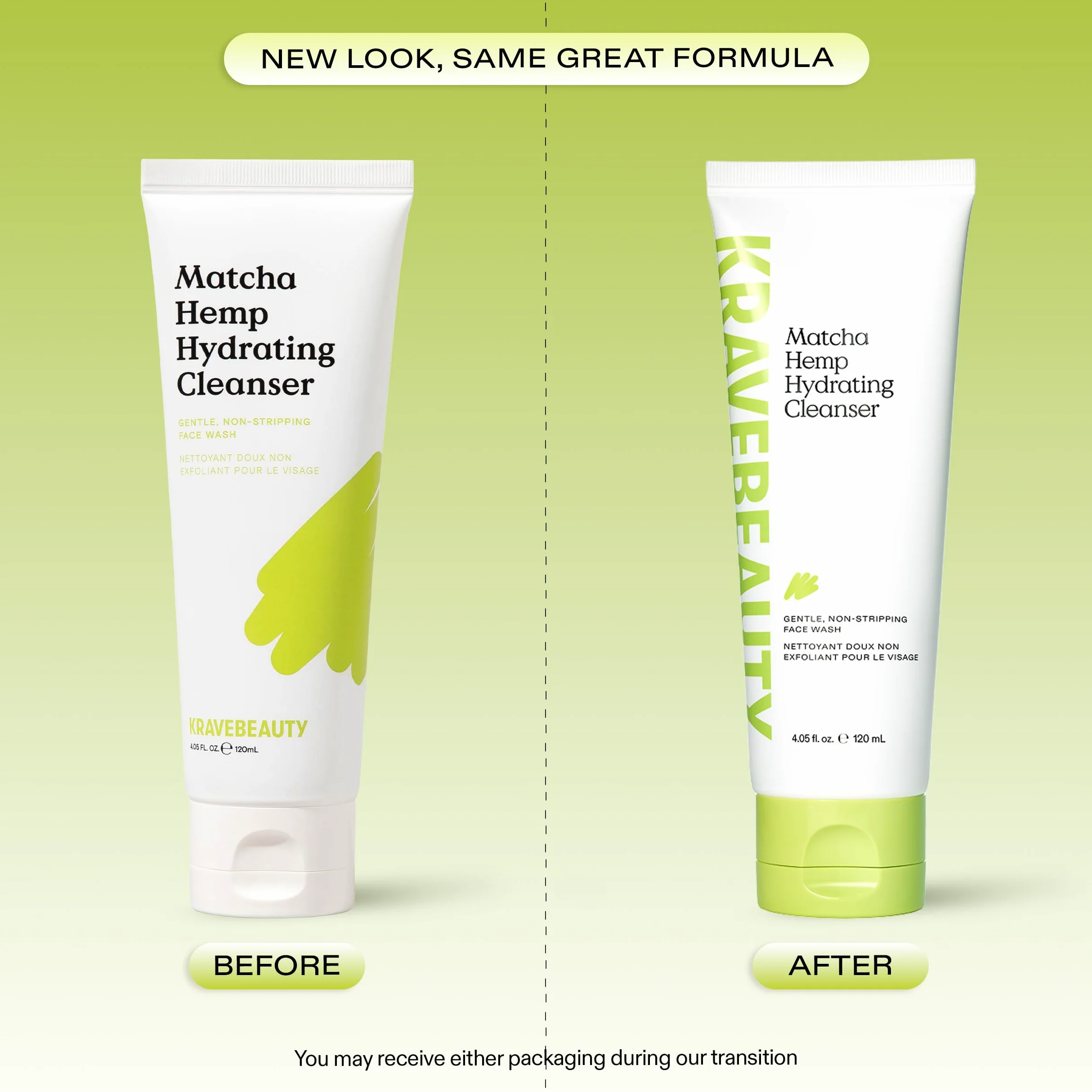 KraveBeauty DUO Hemp Moisturiser Matcha Limpiador facial diario que no seca la piel, fortalece la barrera de la piel, enriquecido con aceite de semilla de cáñamo, agradable al tacto