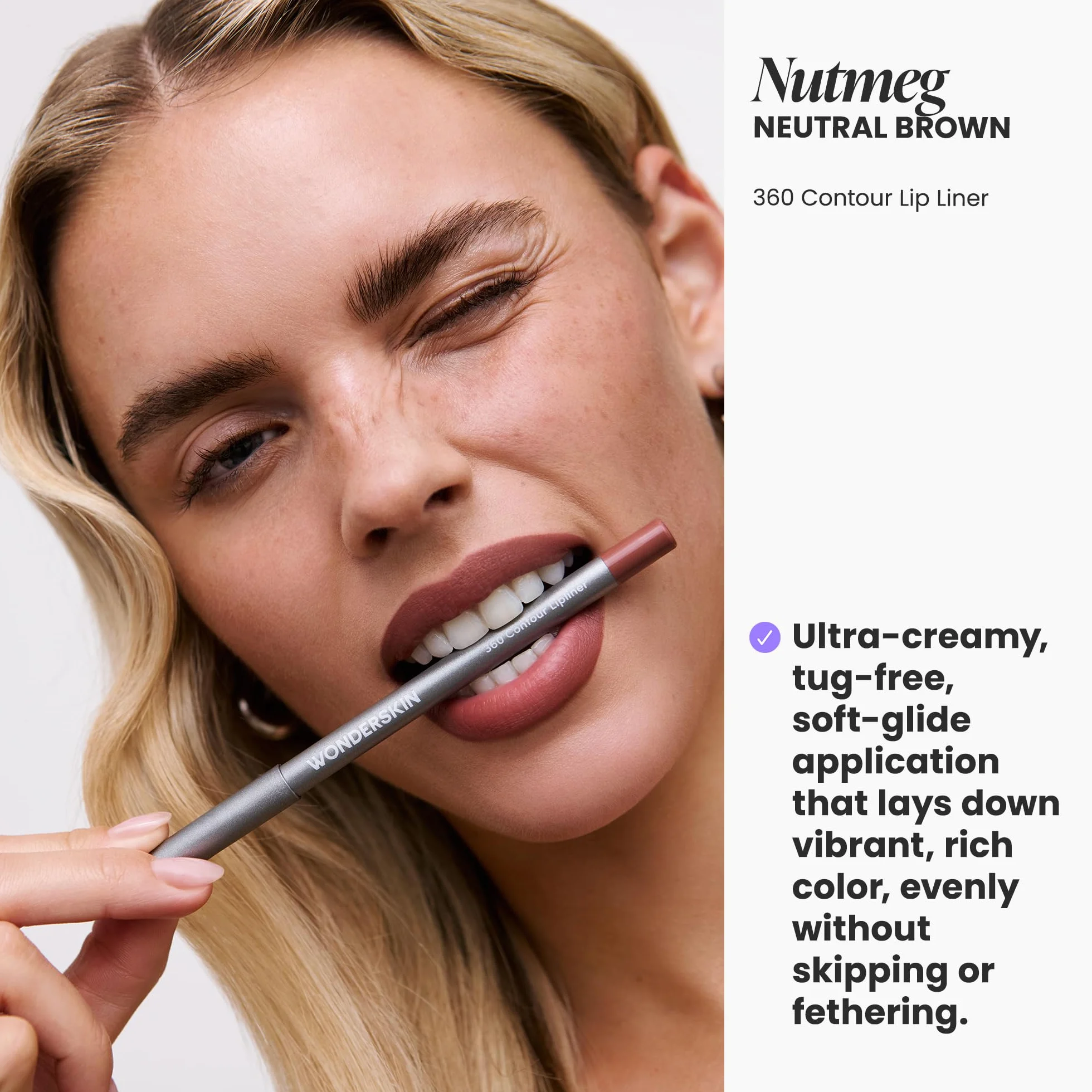 Wonderskin 360 Contour Lipliner Lápiz Delineador de Labios Larga Duración Resistente al Agua Nutmeg