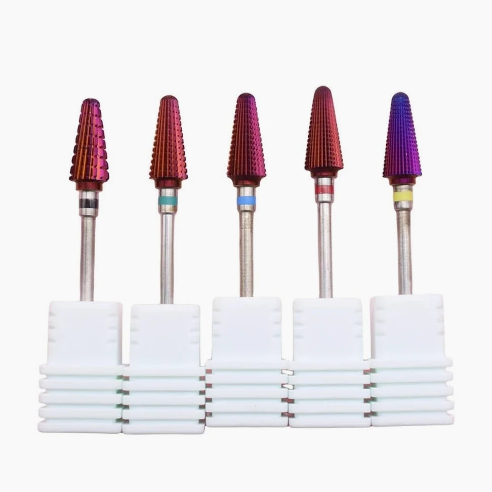 Brocas De Carburo for Uñas Tornado Púrpura, Fresas 3/32, Removedor De Gel, Lima Eléctrica, Accesorios De Manicura(5pcs)