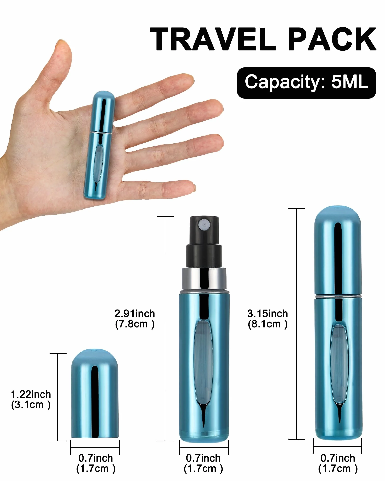 Atomizador Perfume Recargable 5ML 5 PCS Mini Botella Rociadora Portátil Spray Fino Sin Fugas