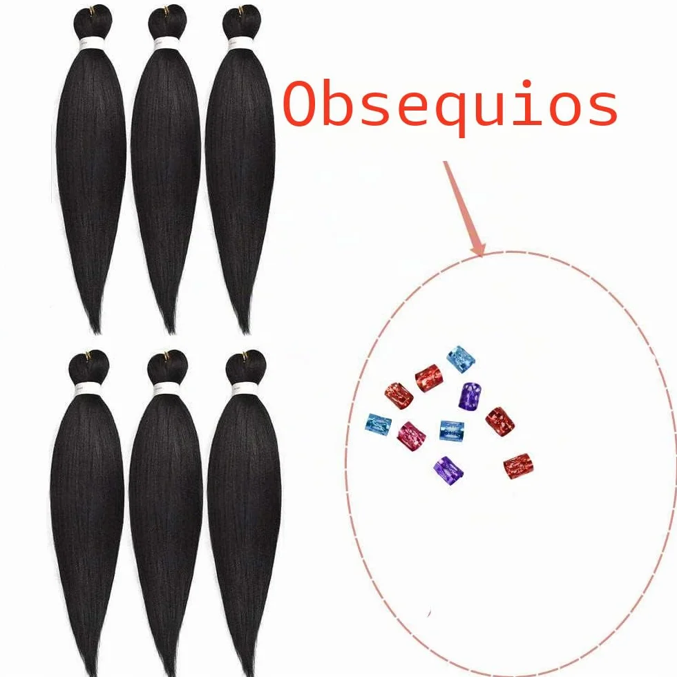 Yaki Braiding Hair Easy Trenzas Extensiones de Pelo 66cm 6pc Pre-Stretched Profesional Fibra Sintético 1B