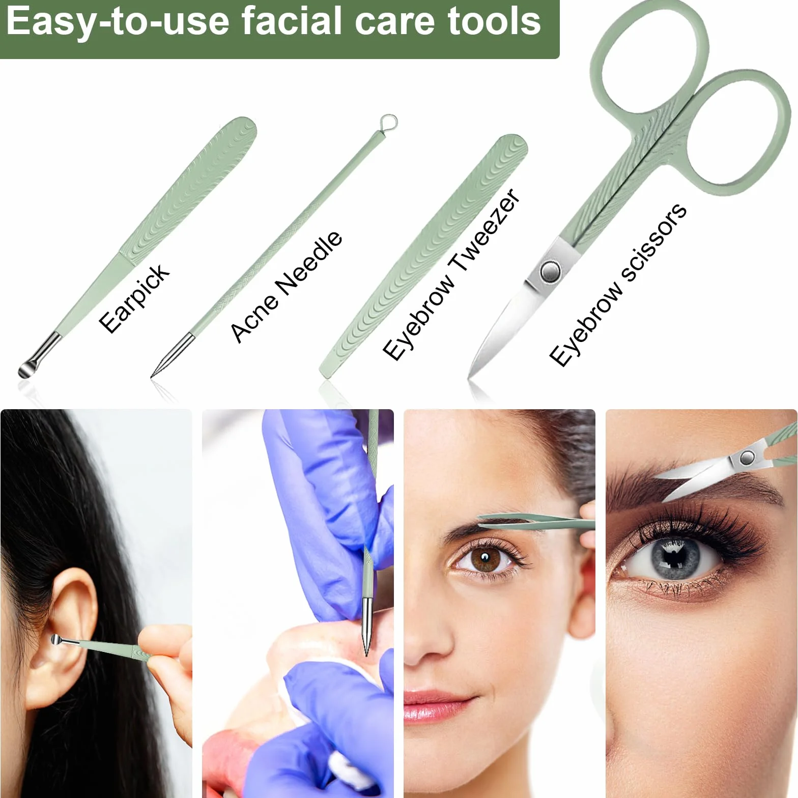 Kit de Manicura y Pedicura Profesional 12 Piezas, Acero Inoxidable con Estuche de Viaje