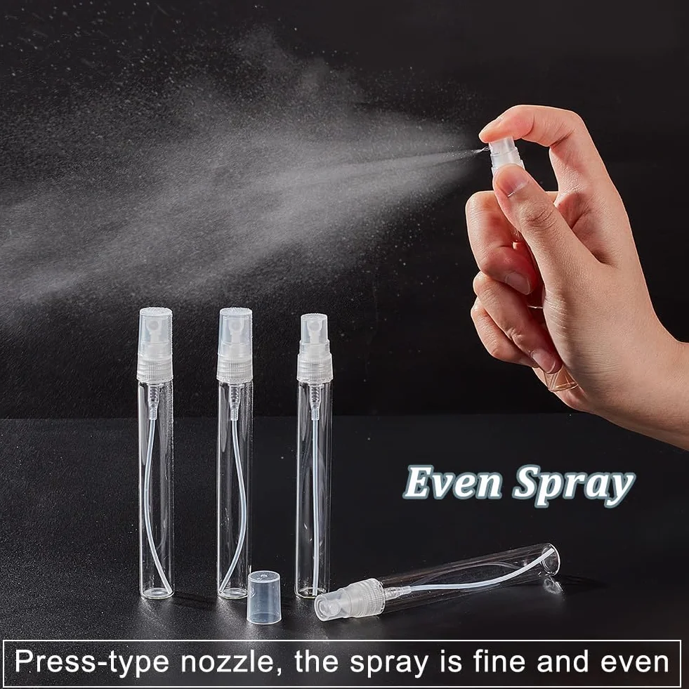 BENECREAT 25 Pack 10ml Botella Cristal Spray Vacía Aerosol Niebla Rellenable para Aceites Esenciales