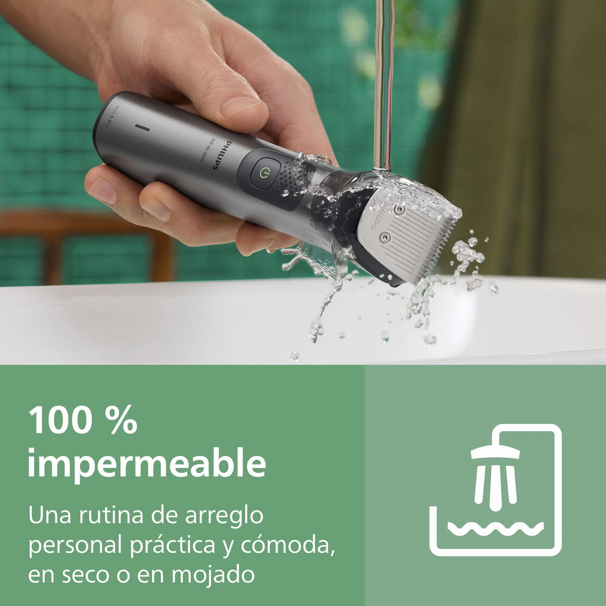 Philips Recortadora todo en uno de 17 en 1 Serie 7000 - Afeitadora y cortapelos hombre para rostro, cabeza y cuerpo, cuchillas de acero autoafilables, 26 longitudes, recargable, MG7961/15