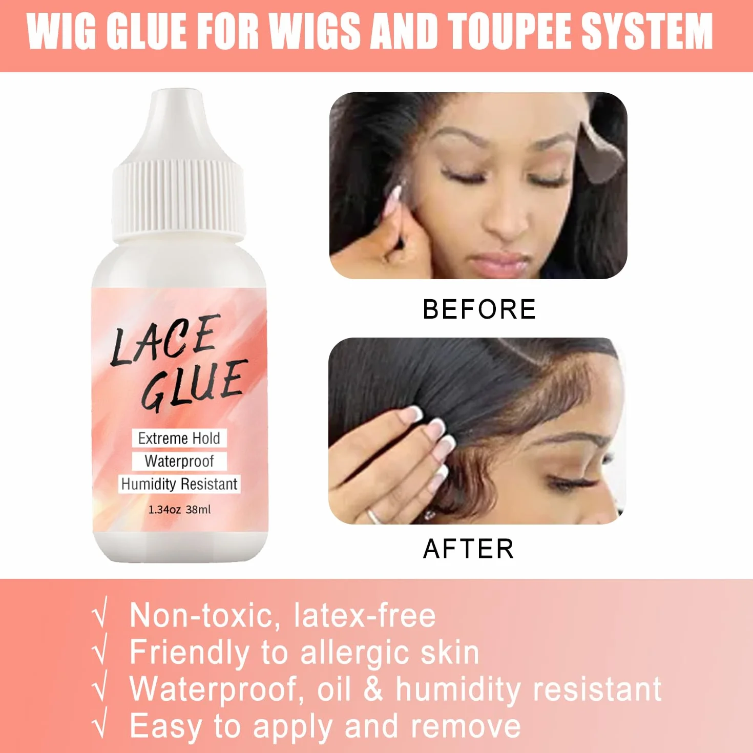 Wige Glue Pegamento para Pelucas de Encaje Resistente al Agua
