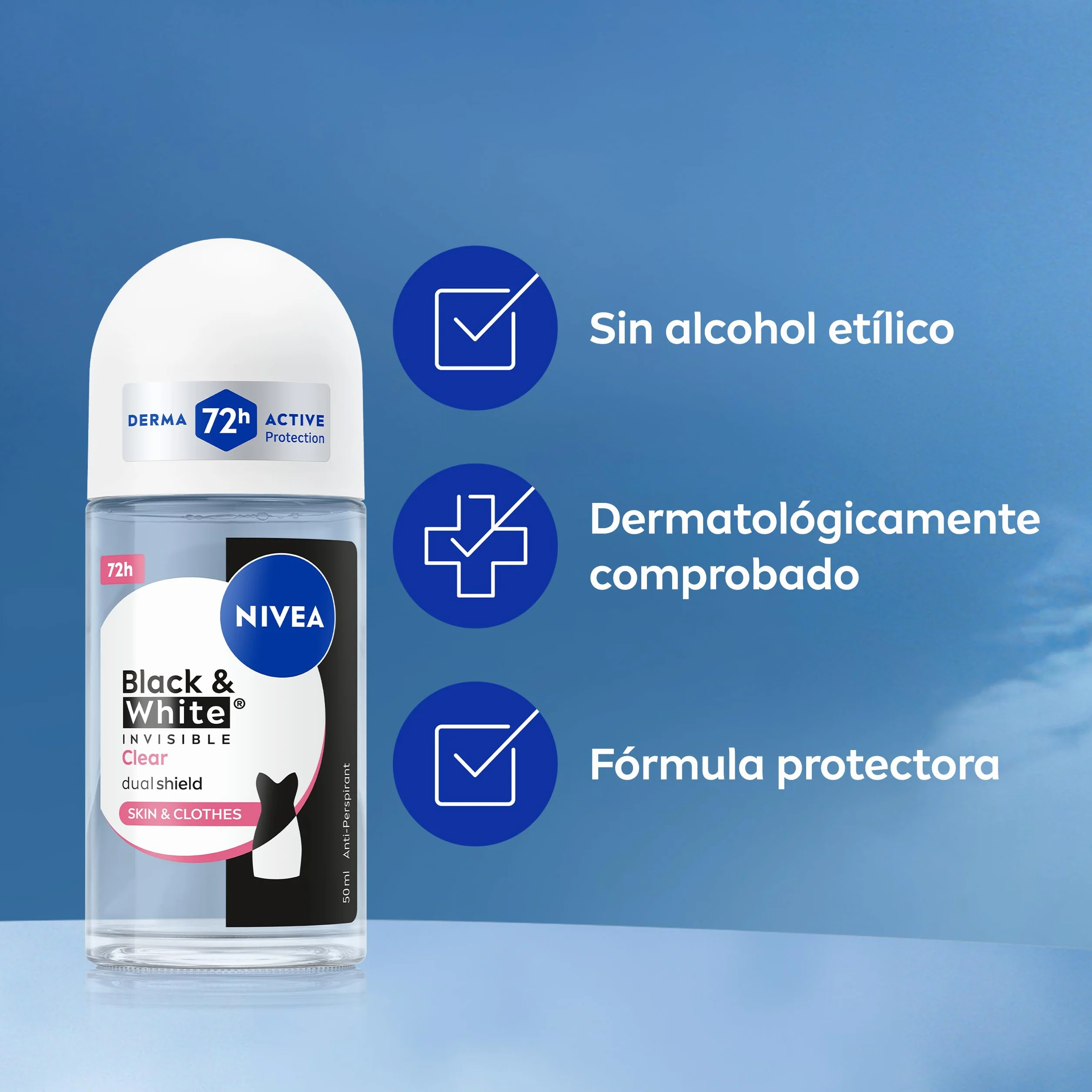 NIVEA Black & White Invisible Original Roll-on 6 x 50 ml Antitranspirante Desodorante