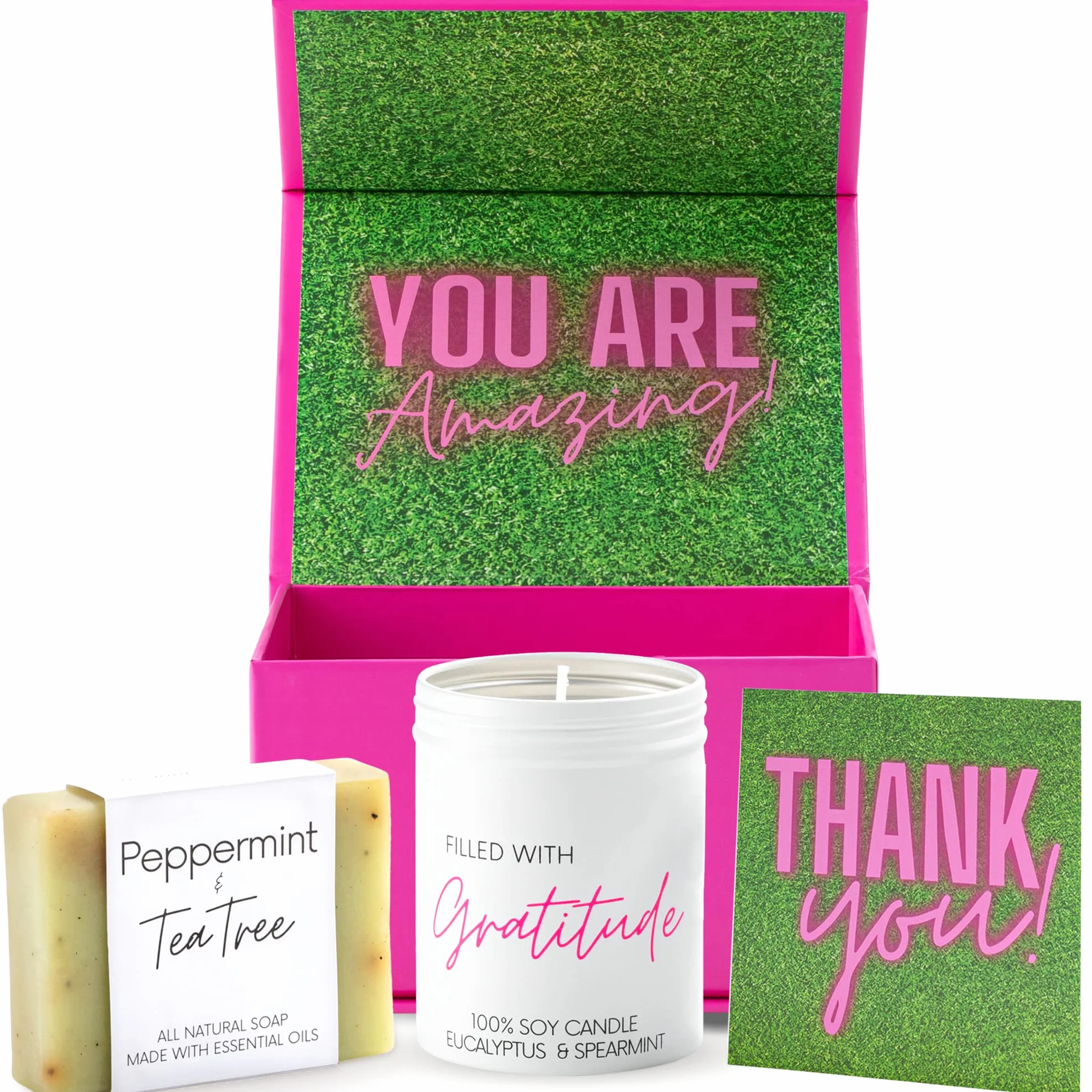 Boxzie Regalos de agradecimiento para mujeres, juego de caja de regalo de agradecimiento, bonitas ideas de cesta de gratitud, regalos de velas pensados para empleadas, jefes, compañeros de trabajo,