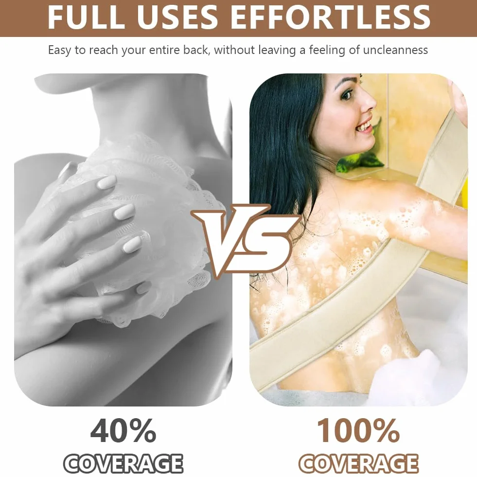 LOPHE Juego de estropajo exfoliante 2 Piezas Loofah Baño Guantes Exfoliantes Cáñamo Natural Cinturón Ducha Lufa