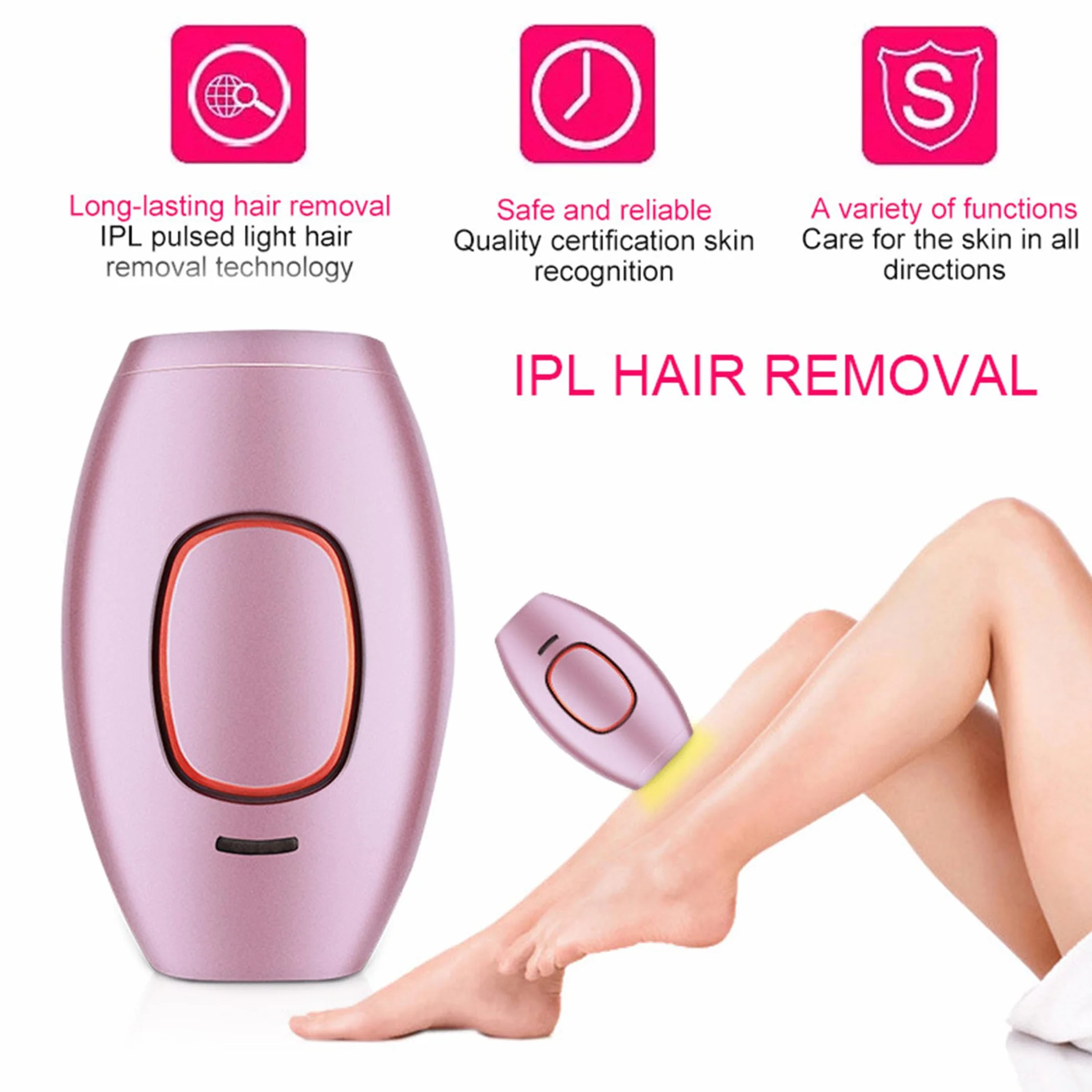 Depiladora Láser Permanente en Casa, Máquina Depilación 5 Niveles Energía, Compacta, Segura e Indolora, Facial y Corporal (Negro)