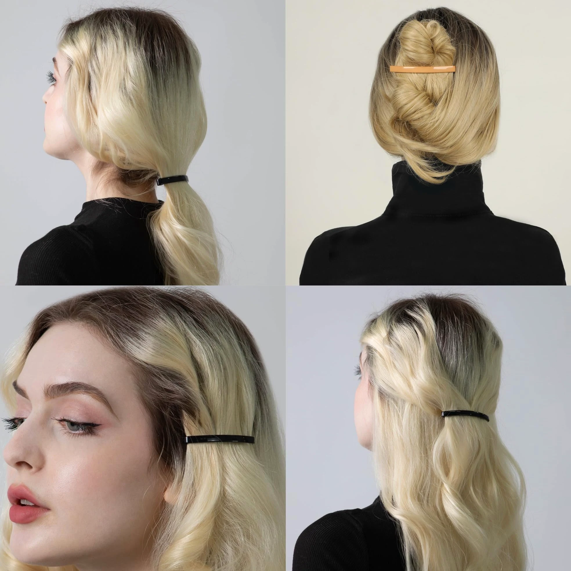 Pasadores de plástico pequeños para peinar el pelo, pinzas decorativas para medio recogido y cola de caballo, para niñas, mujeres con cabello muy fino y mediano, 18 piezas (GPL5)