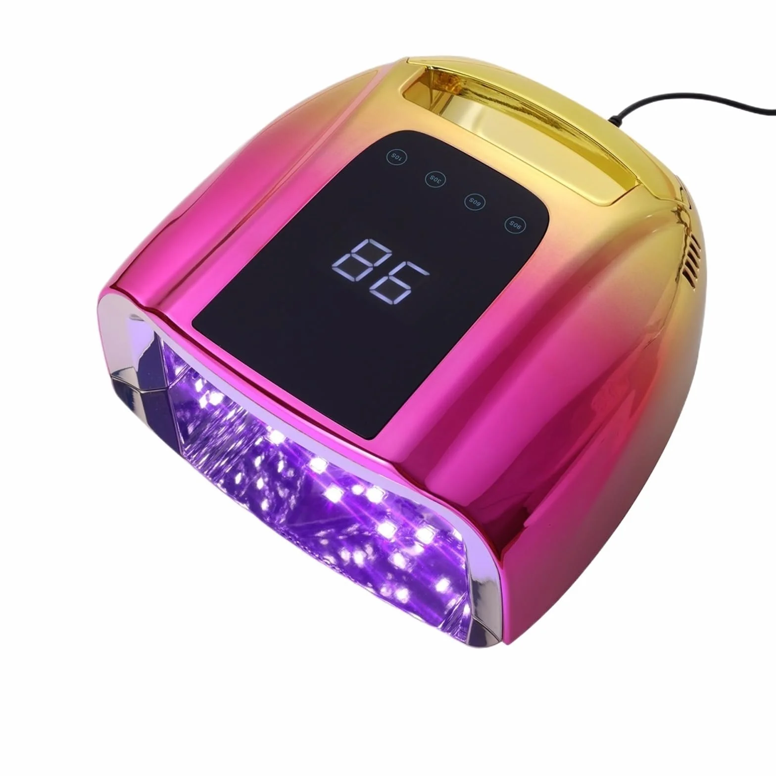 Lámpara LED para uñas, Lámpara UV for uñas de 96 W, no recargable, lámpara gel, secador LED con 4 temporizadores, sensor automático, curado rápido