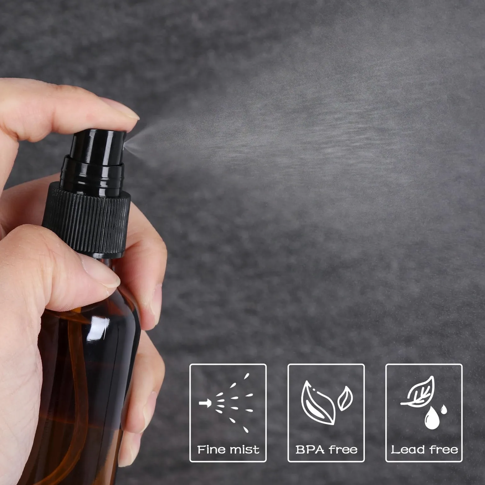 Paquete de 24 botellas de spray ámbar de 1 onza con pulverizador de niebla fina, botellas de viaje de vidrio de 30 ml para aceites esenciales cosméticos, soluciones de limpieza, perfumes y