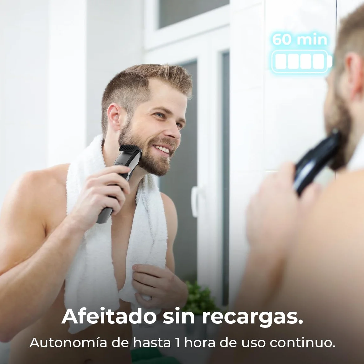 Cecotec PrecisionCare Barber Máquina de Cortar Barba Inalámbrica, Cuchillas Acero Inoxidable, Autonomía 60min