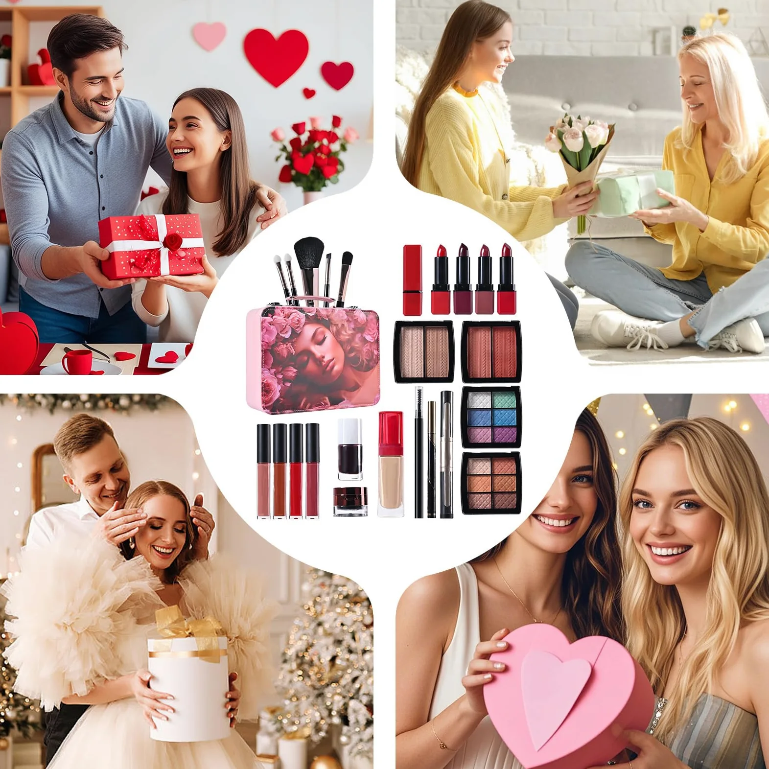 Colección De Maquillaje Para Mujeres Cosmético Resistente Al Agua | Kit De Maquillaje Portátil Impermeable para Damas Madres Abuelas Novias Cumpleaños y Citas