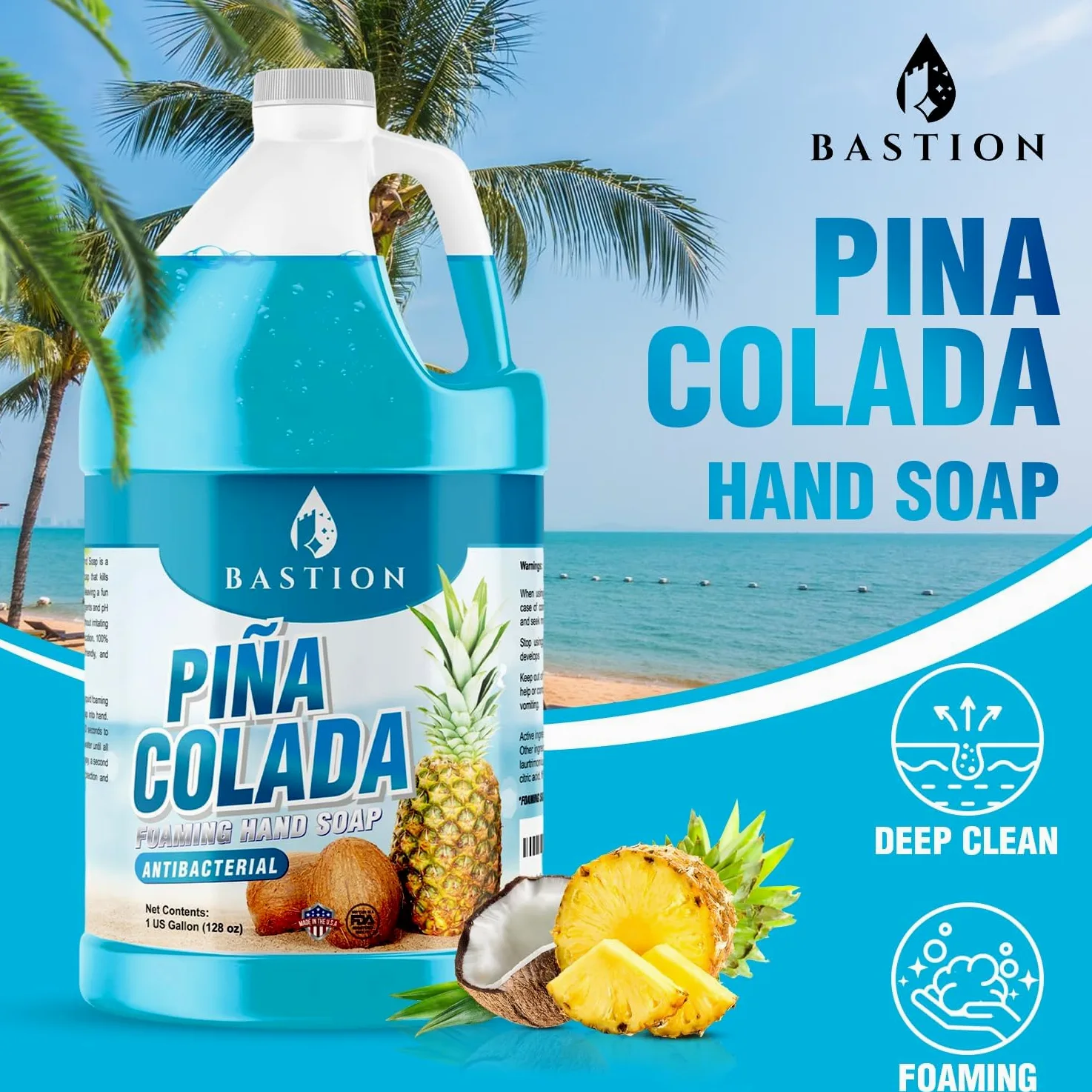 Jabón de manos antibacteriano espumoso: recambio con fragancia de piña colada, aprox. 3,5 l