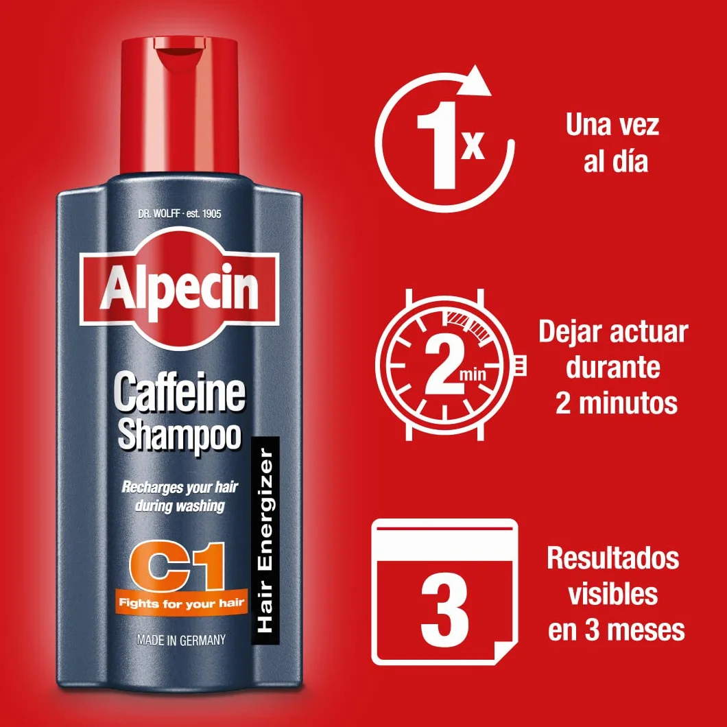 Alpecin Caffeine Shampoo C1 2x 375ml Champu Anticaida Hombre Tratamiento Caida Cabello