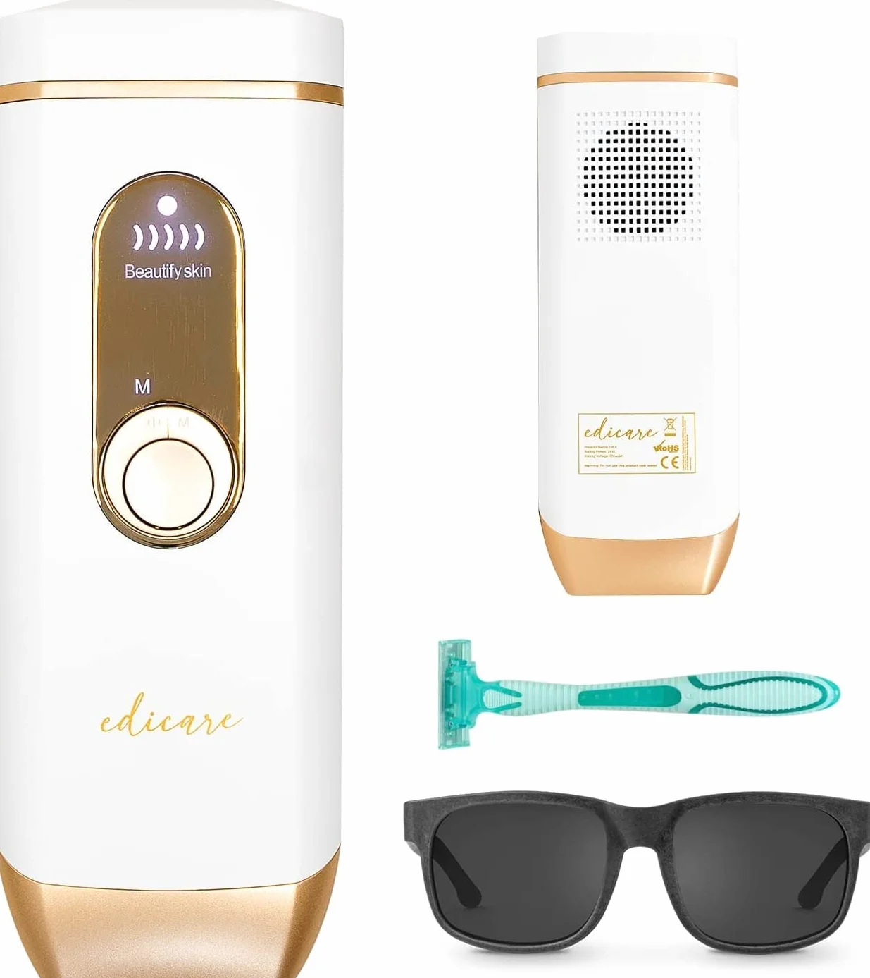 Edicare Depiladora Laser IPL Luz Pulsada, 4 Modos 5 Intensidades, Mujer Hombre Cuerpo