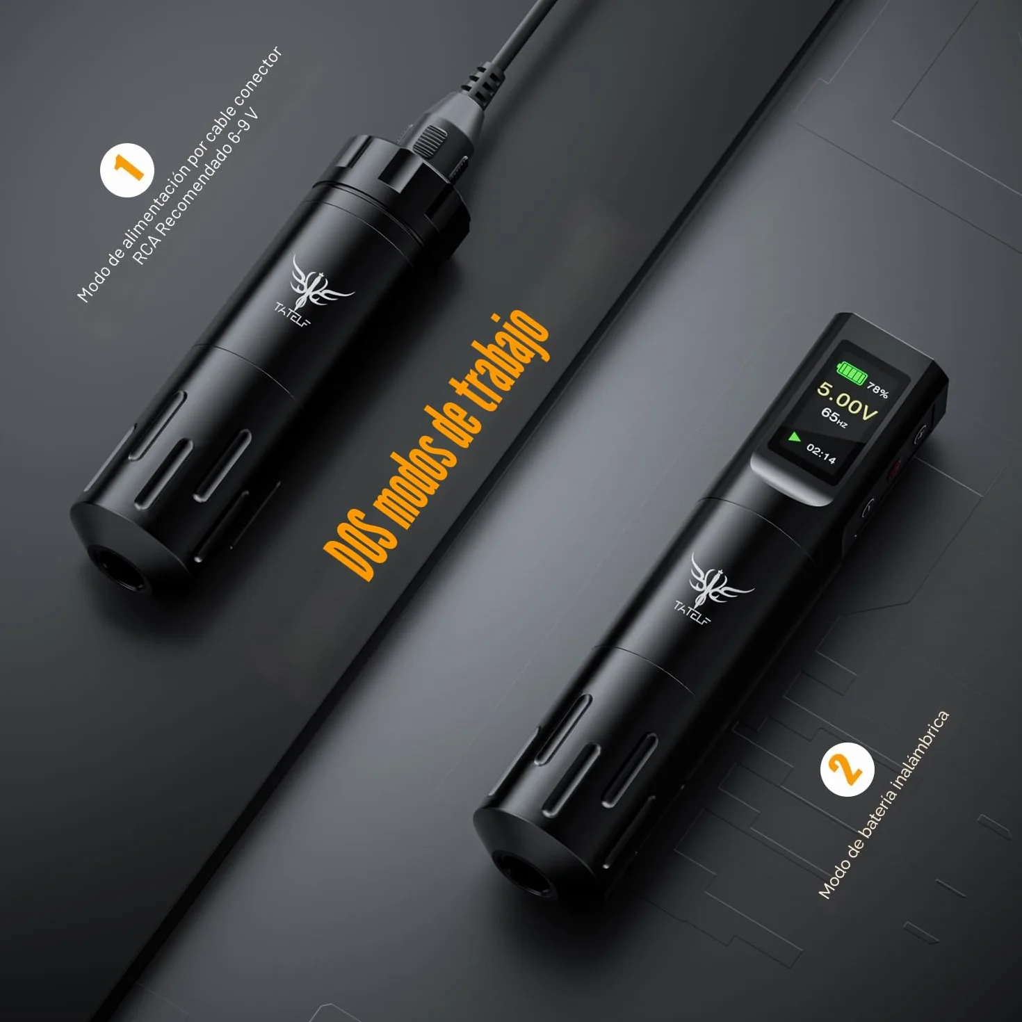 Máquina de Rotativa Inalámbrica con Pantalla LCD y Batería 1600mAh, Conexión RCA, 10 Tintas 20 Agujas para Principiantes y Artistas Kit Completo Profesional TATELF