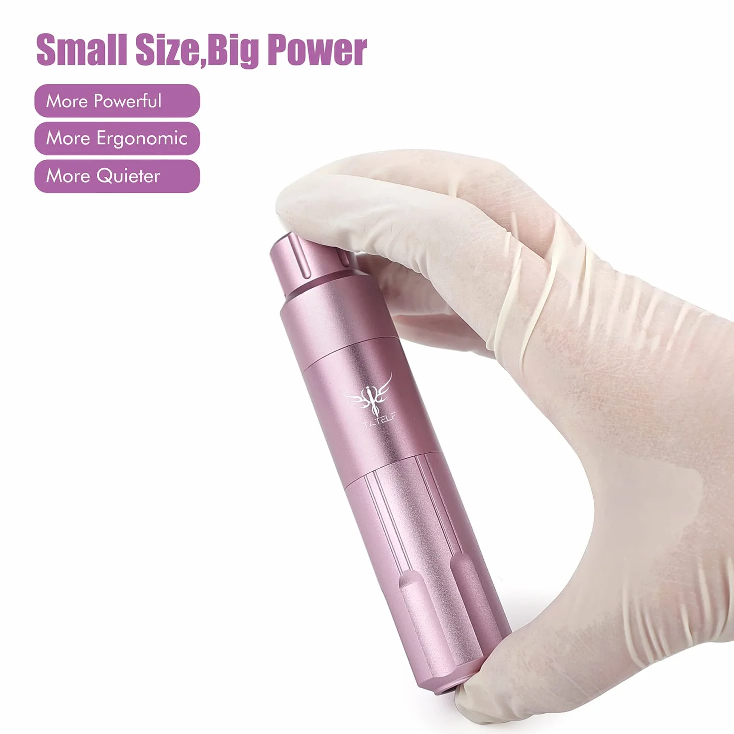 TATELF Kit de máquina de maquillaje semipermanent de Inalambrica con 2 Batería de Alimentación 10 cartuchos agujas para principiantes (Rosa)