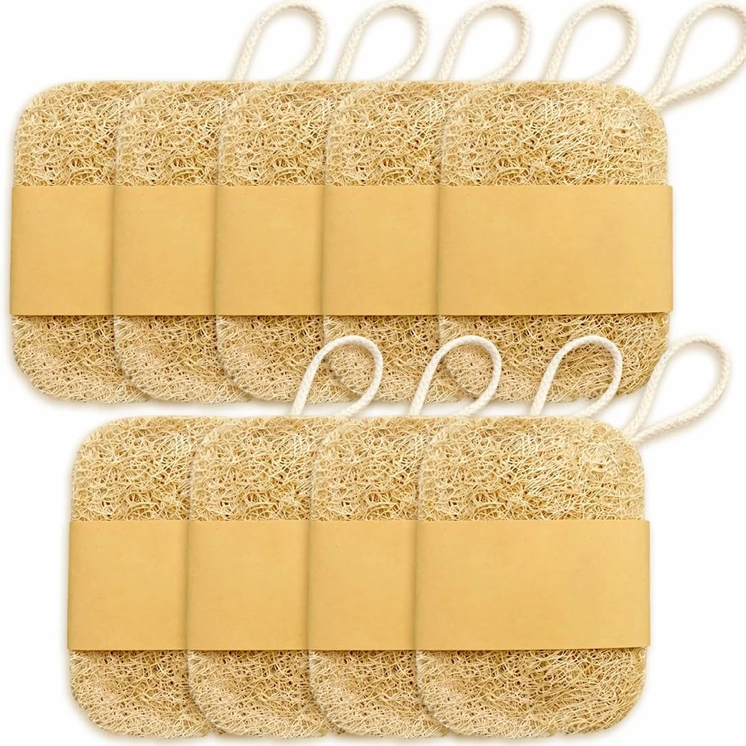 Esponjas naturales de luffa 7×10 cm cuadradas para ducha, baño, cocina