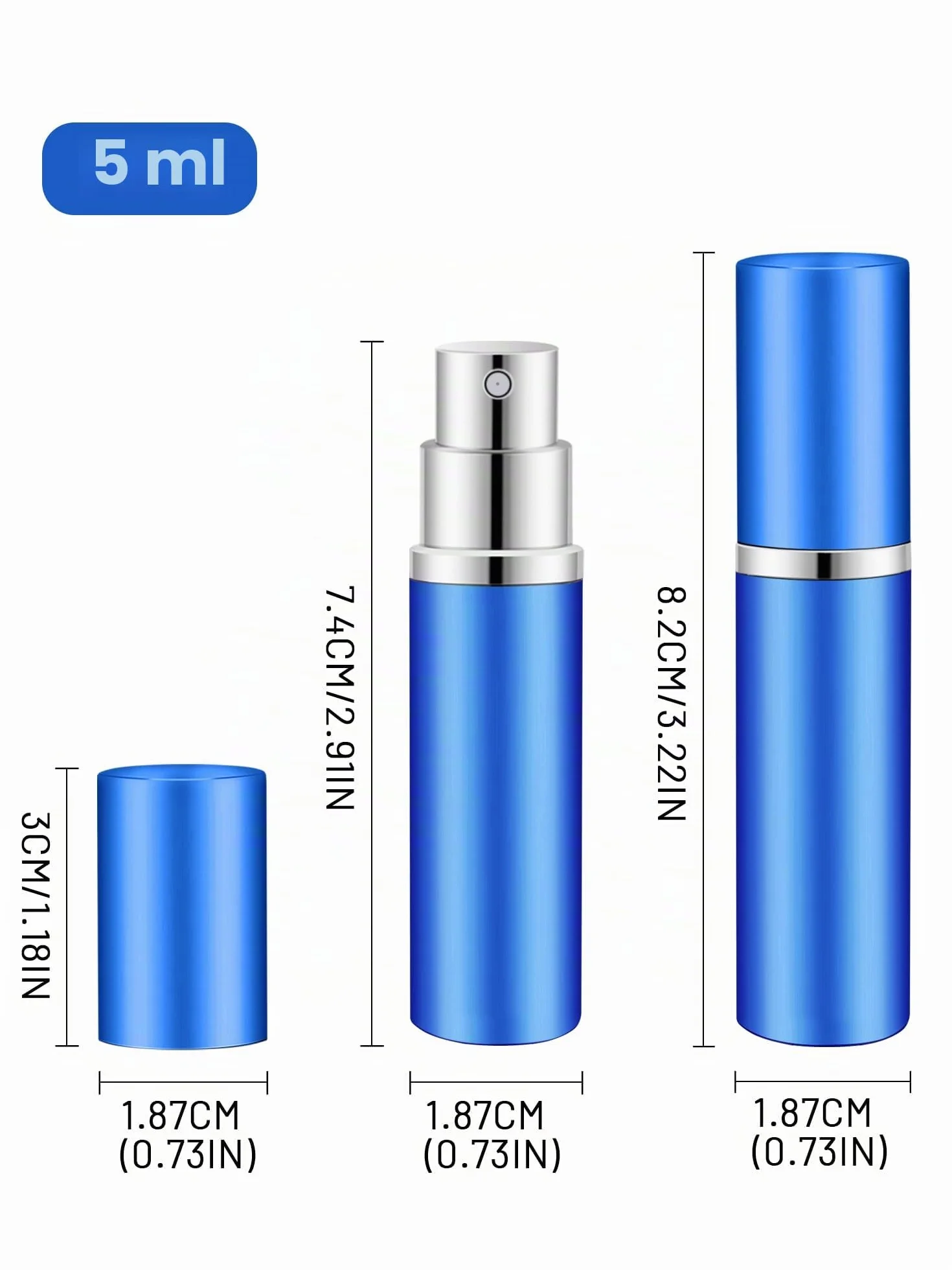 Atomizador Perfume Recargable 5ml 3 Piezas Mini Spray para Viajes