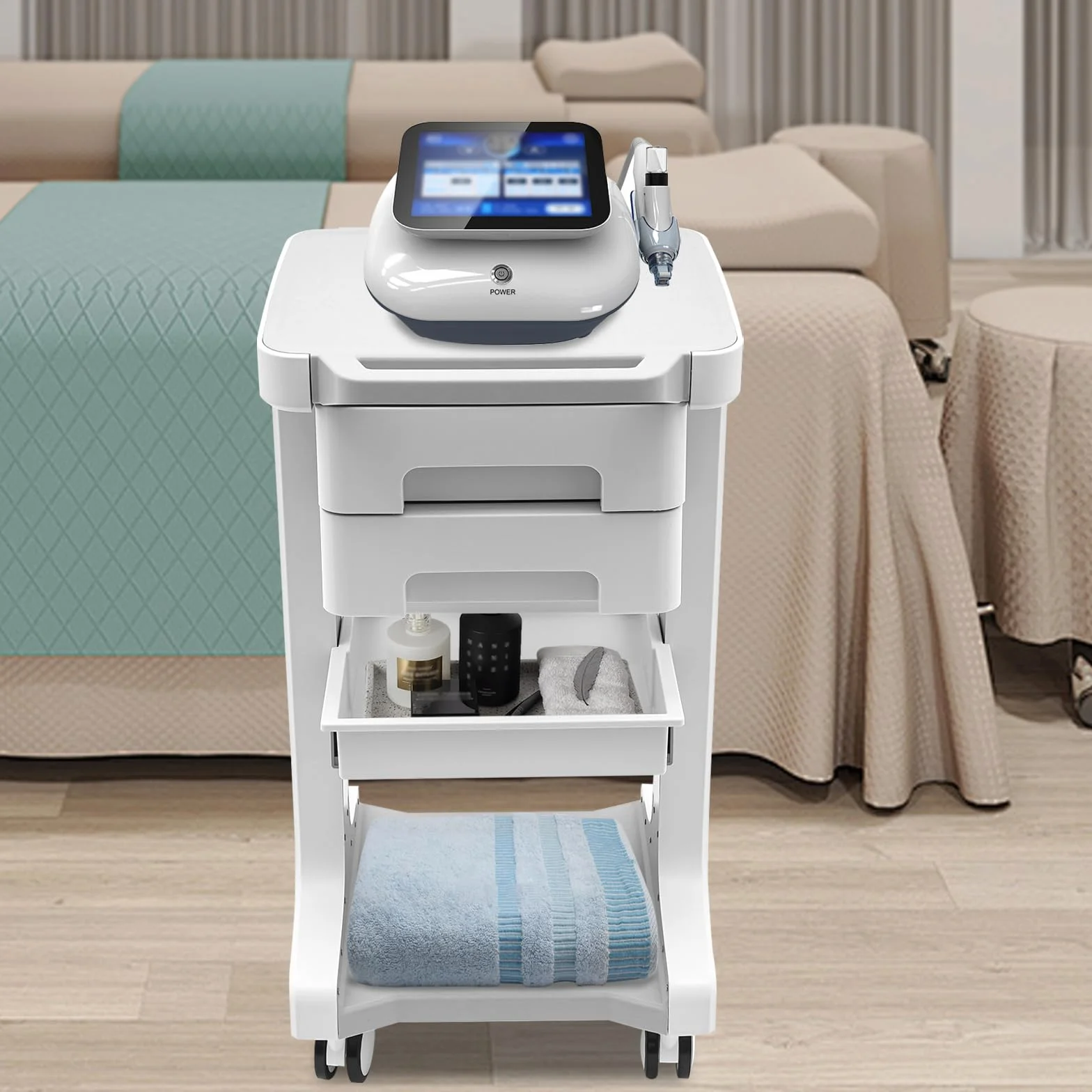 Carro médico 2 cajones 41x41x67 cm 50 kg 4 ruedas universales gris