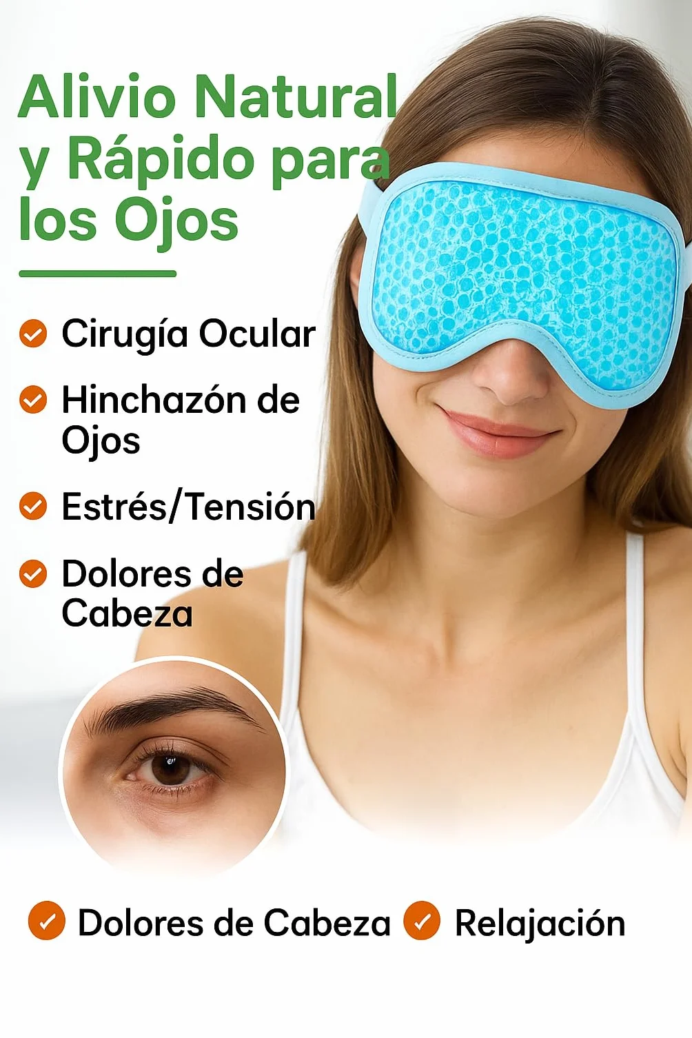 Máscara de Gel Frío y Calor para Ojos con PVC Médico y Felpa Suave, Alivio de Migrañas y Ojos Hinchados