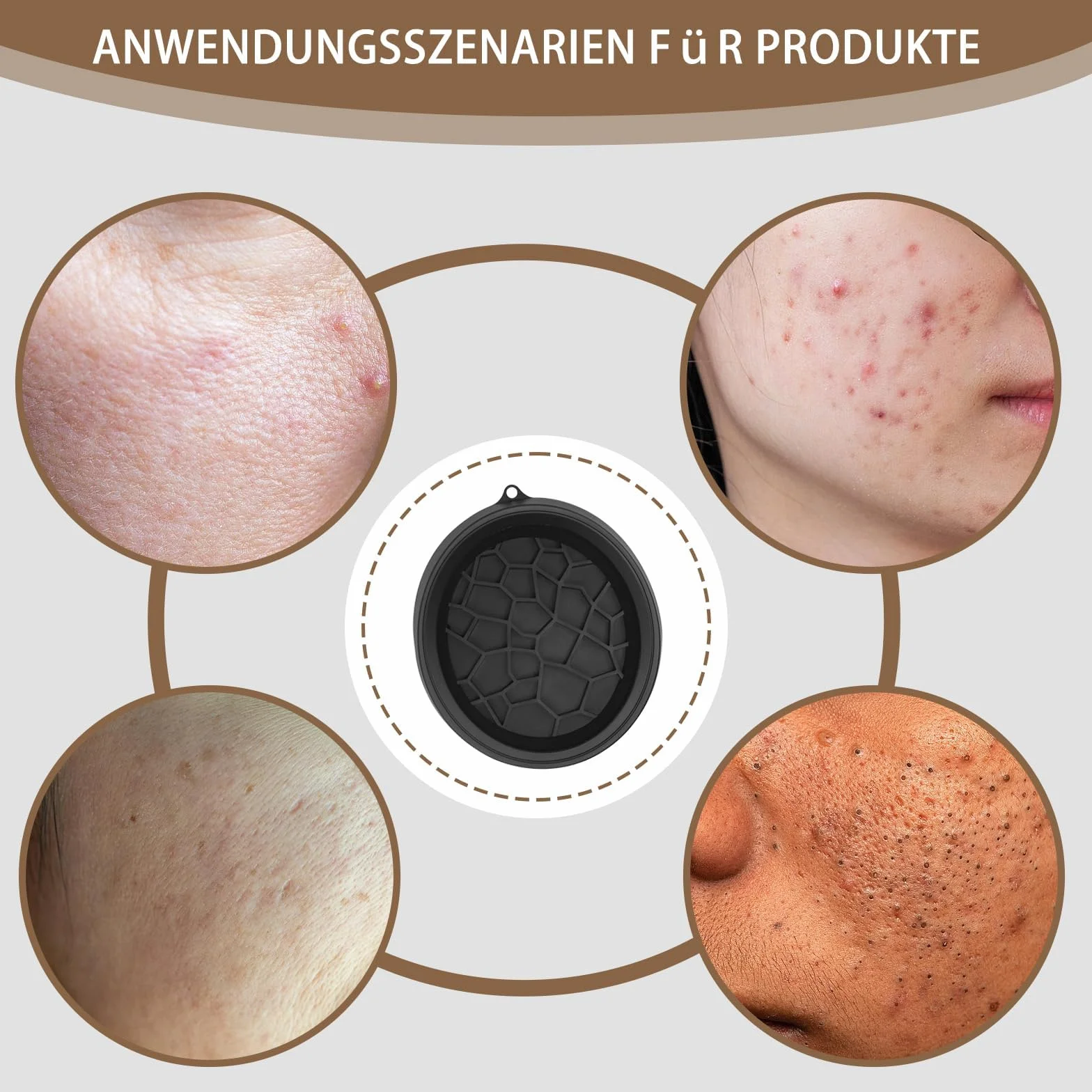 Cuenco Facial para Baño de Hielo de Silicona Plegable Negro