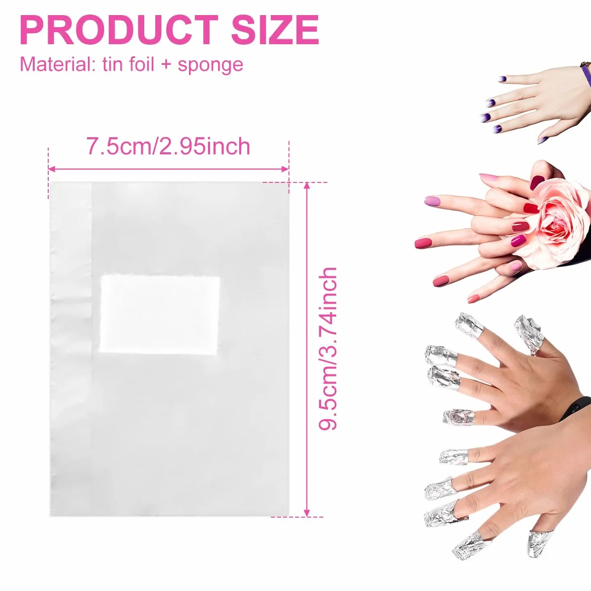 1000 unidades de láminas de gel para quitar esmalte de uñas, almohadillas de algodón, kit de herramientas de eliminación de esmalte de uñas de gel, removedor de esmalte de uñas con almohadilla de