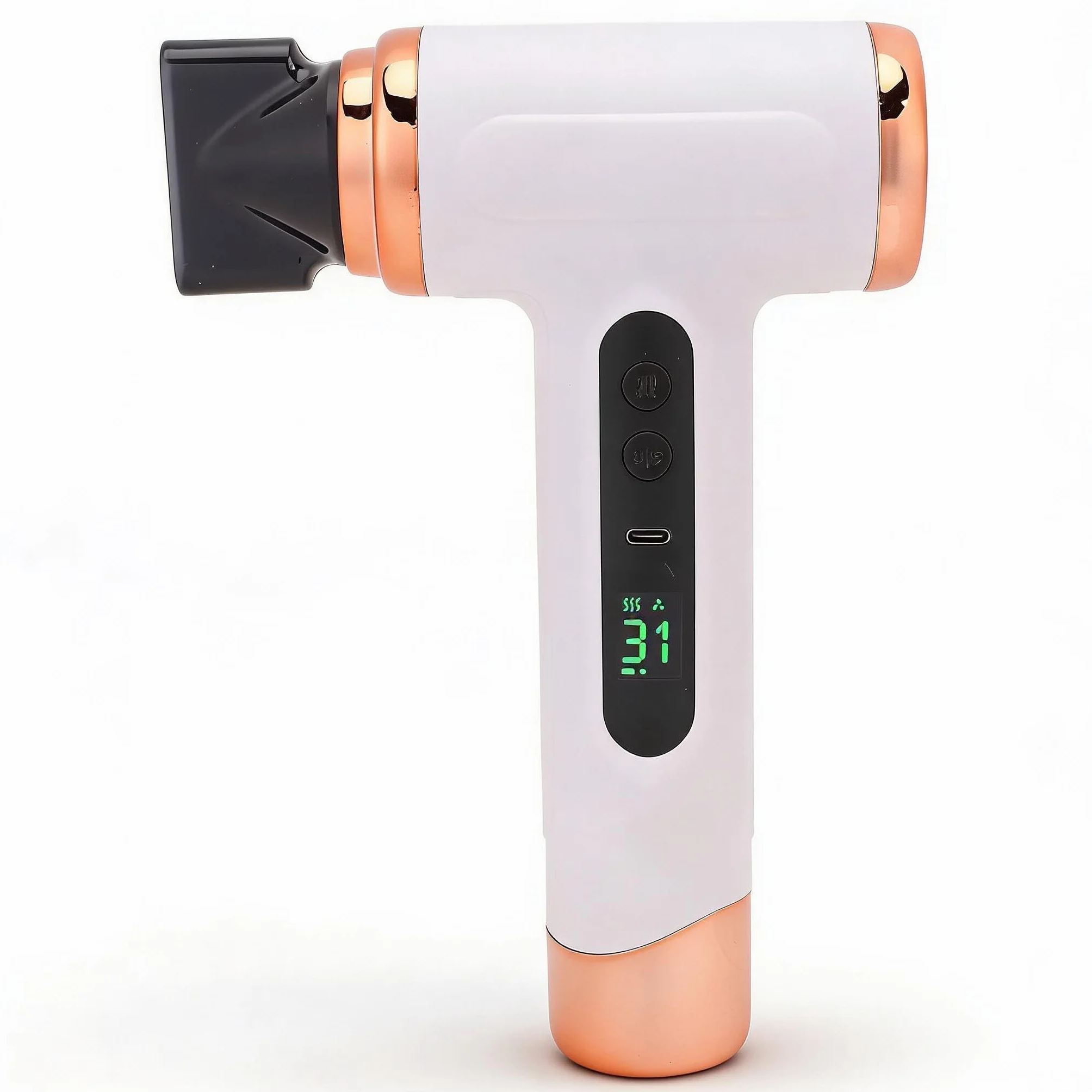 Bewinner Pro 200W Secador de pelo de viaje recargable – 3 velocidades y 3 temperaturas, secador inalámbrico, 15000 mAh, secador portátil con pantalla digital para mujeres en camping,