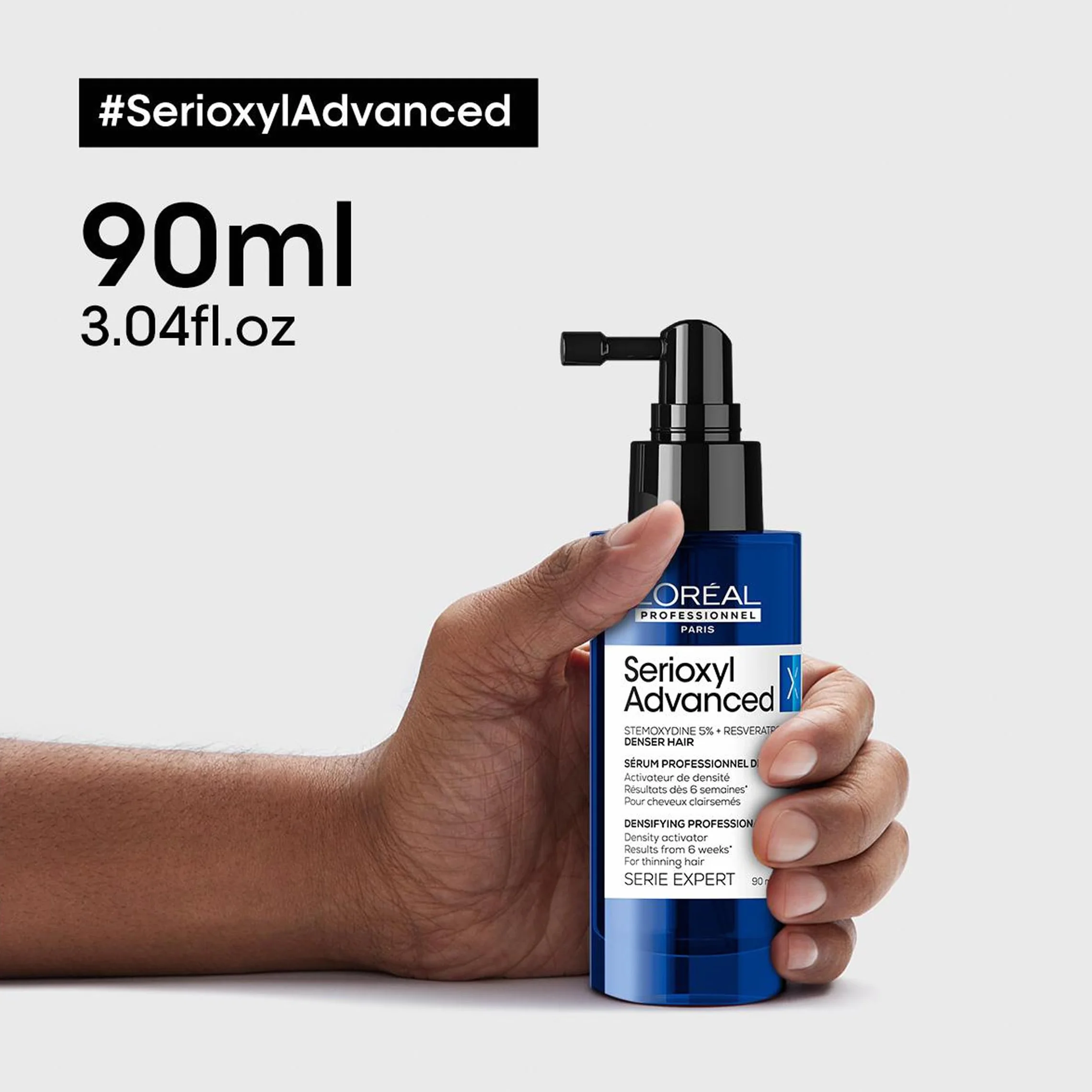 L’Oréal Professionnel Activador de Densidad Enriquecido con Activos Dermatológicos para Cabello Fino y con Poca Densidad, Serioxyl Advanced, 90 ml