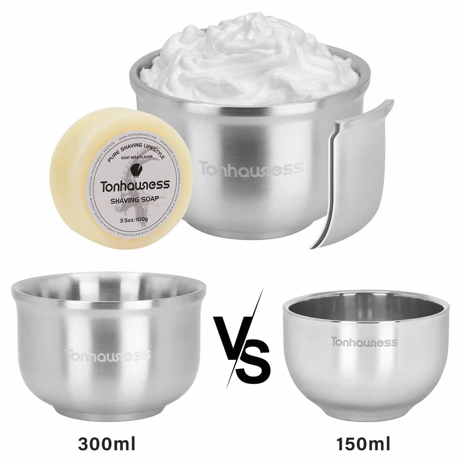 Kit de brochas de afeitar para hombre, juego de brochas de afeitar 4 en 1, incluye cepillo de afeitar de pelo de tejón, cuenco de afeitar de acero inoxidable, soporte de afeitado y jabón