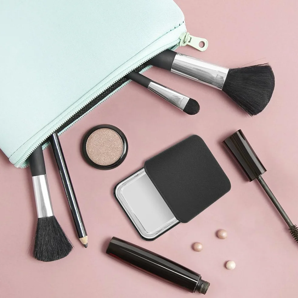 OSDUE Espejo de Bolsillo Compacto Doble Cara Plegable Viaje Maquillaje Negro
