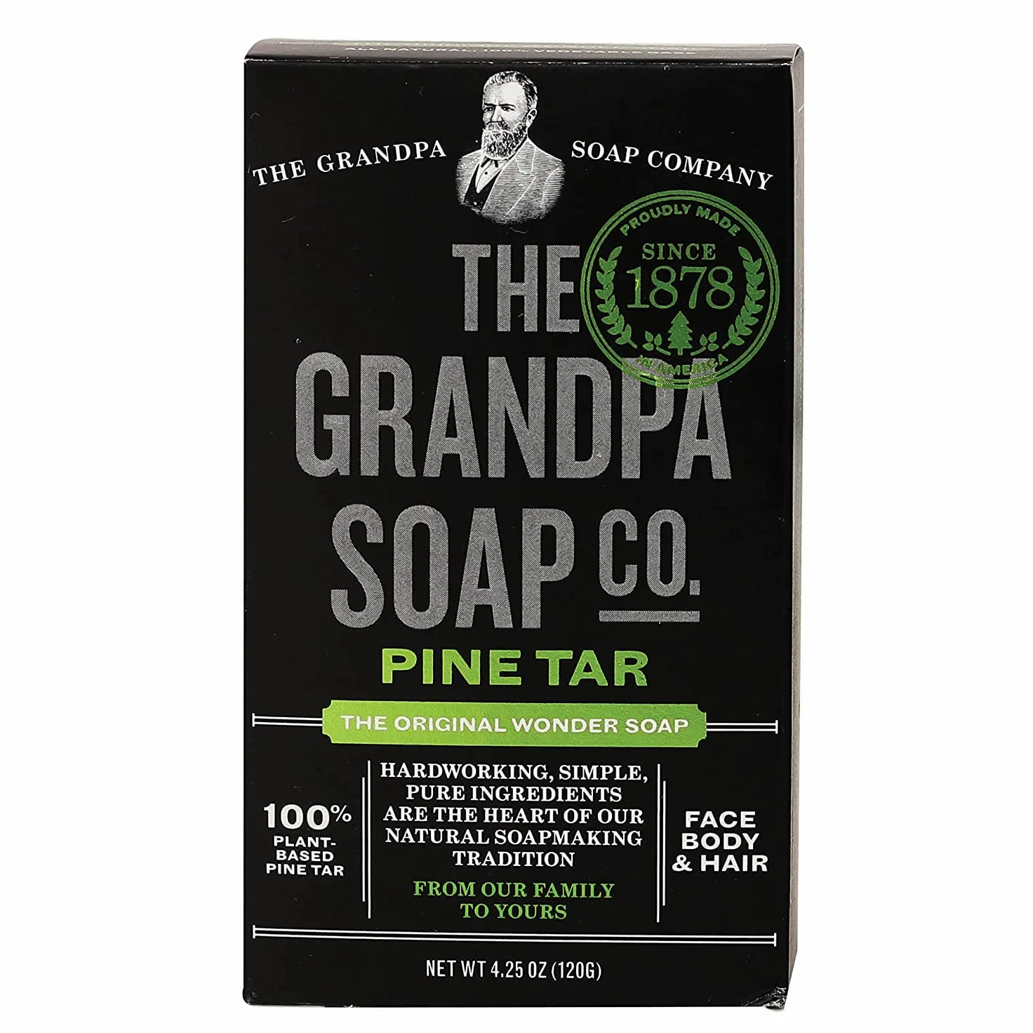 Grandpa's Pine Tar Soap - Jabón de brea de pino (aprox. 120 g, lote de 2)(aprox. 240 ml)