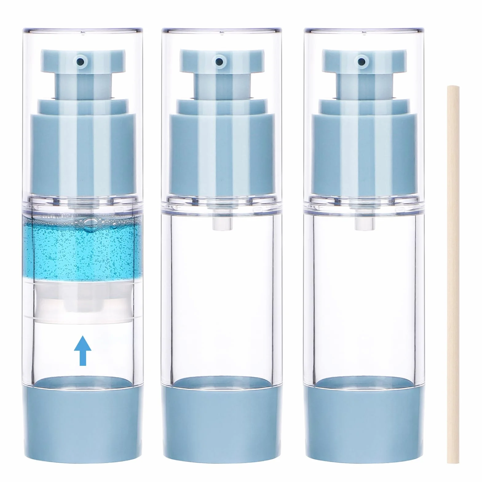 Segbeauty Dispensador de Cremas 3 Piezas 30ml Bomba Vacío Sin Aire Botellas Loción Reutilizable Portátil Viaje Azul