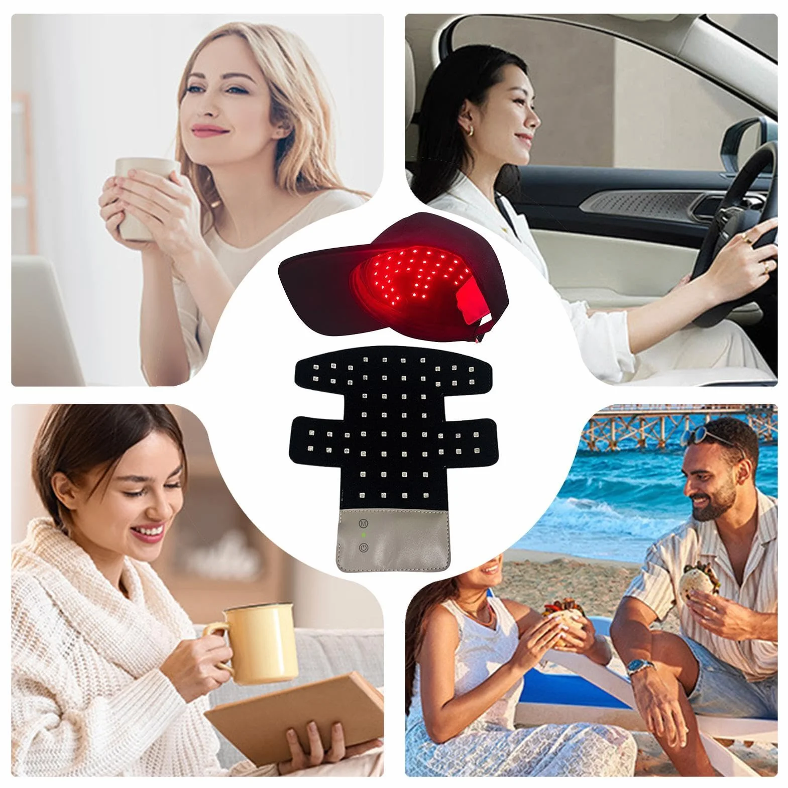 Gorra de luz roja LED crecimiento del cabello 450 nm 660 nm 850 nm
