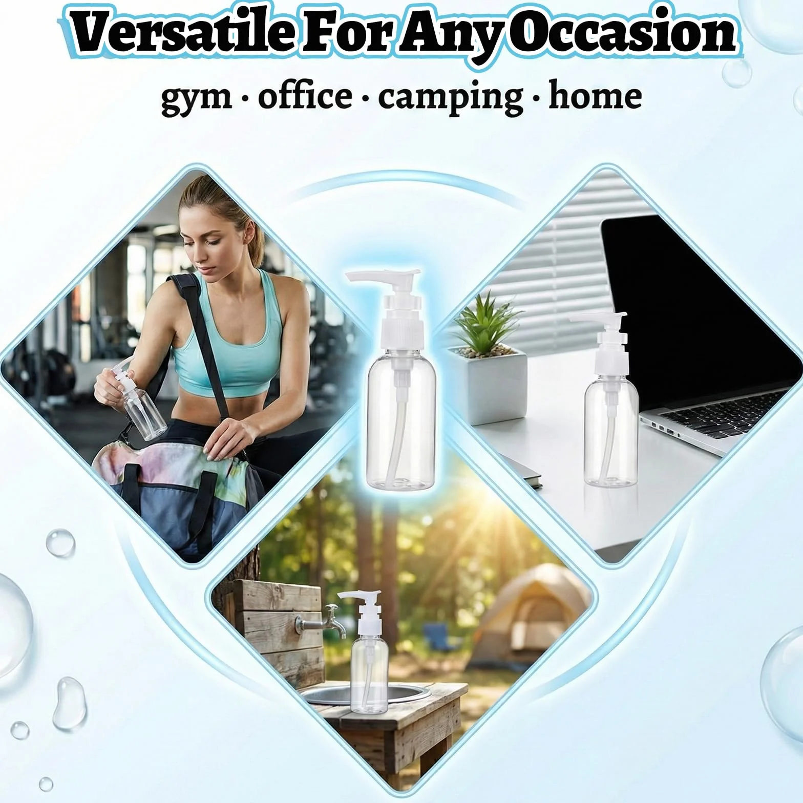 Botellas con Bomba Transparente 30 ml Paquete de 4 - Botellas de Viaje Plástico, Dispensador de Loción para Cosméticos