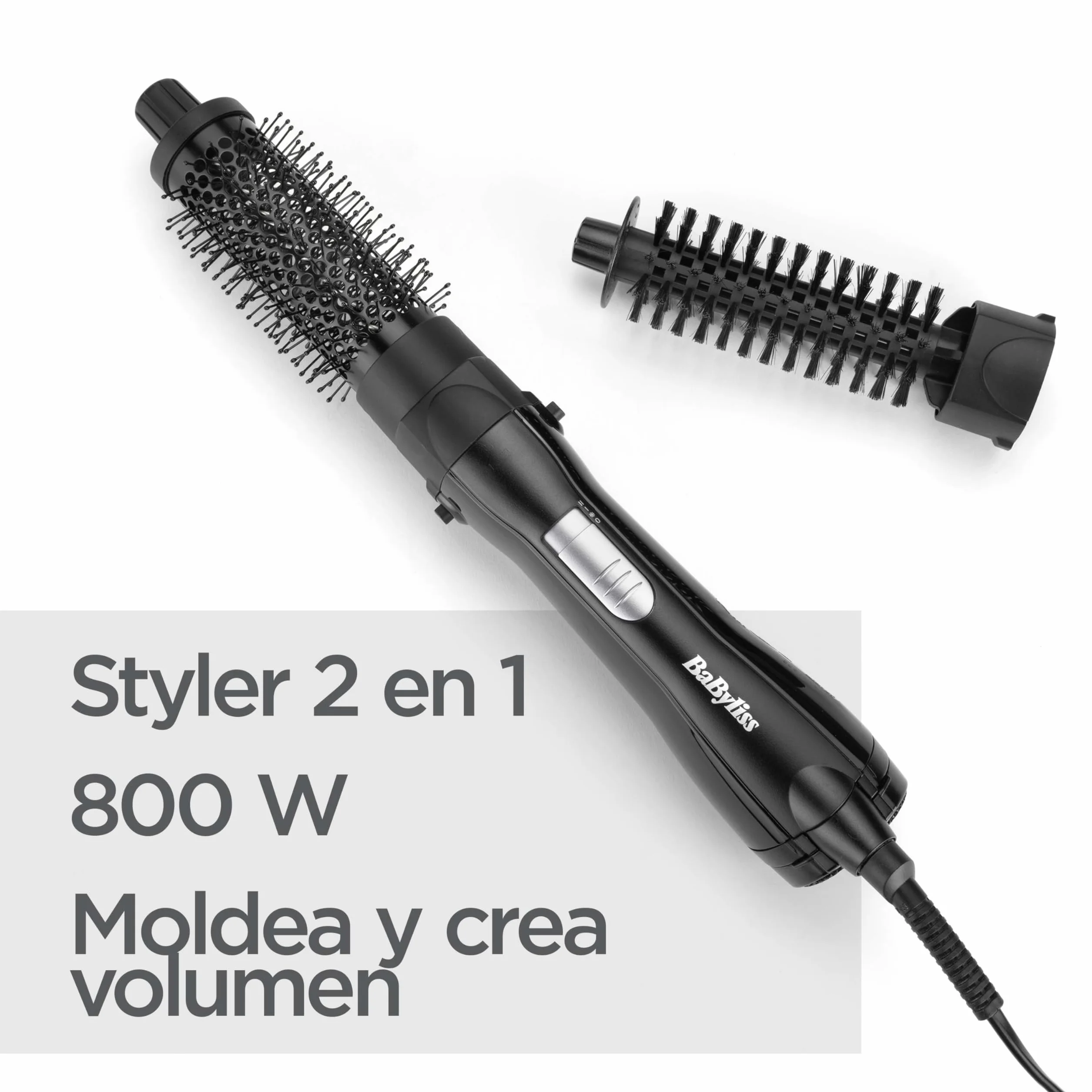 BaByliss Cepillo de Aire Shape & Smooth AS82E, Potente Cepillo de Aire, 30 mm y 20 mm, Función de Aire Frío, Negro