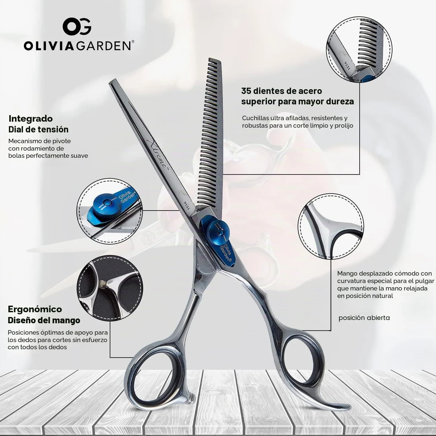 Olivia Garden Xtreme™ Thinner Shear, European, Size 6", 35 Teeth - Ultra Sharp Convex Blades, Handcrafted Japanese Steel, Shear Sleeve Included